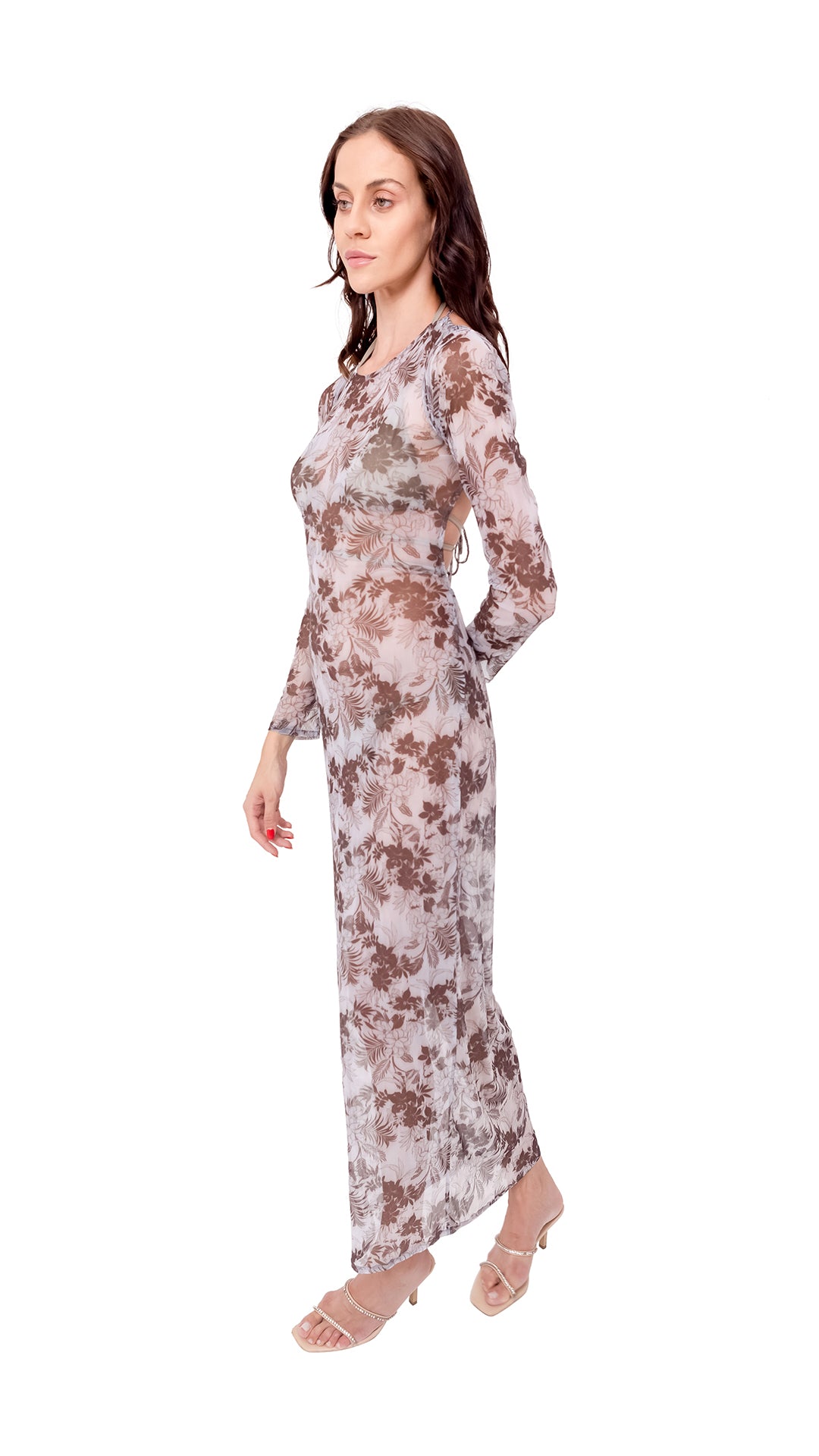White CASSIA Open Back Long Silk Dress