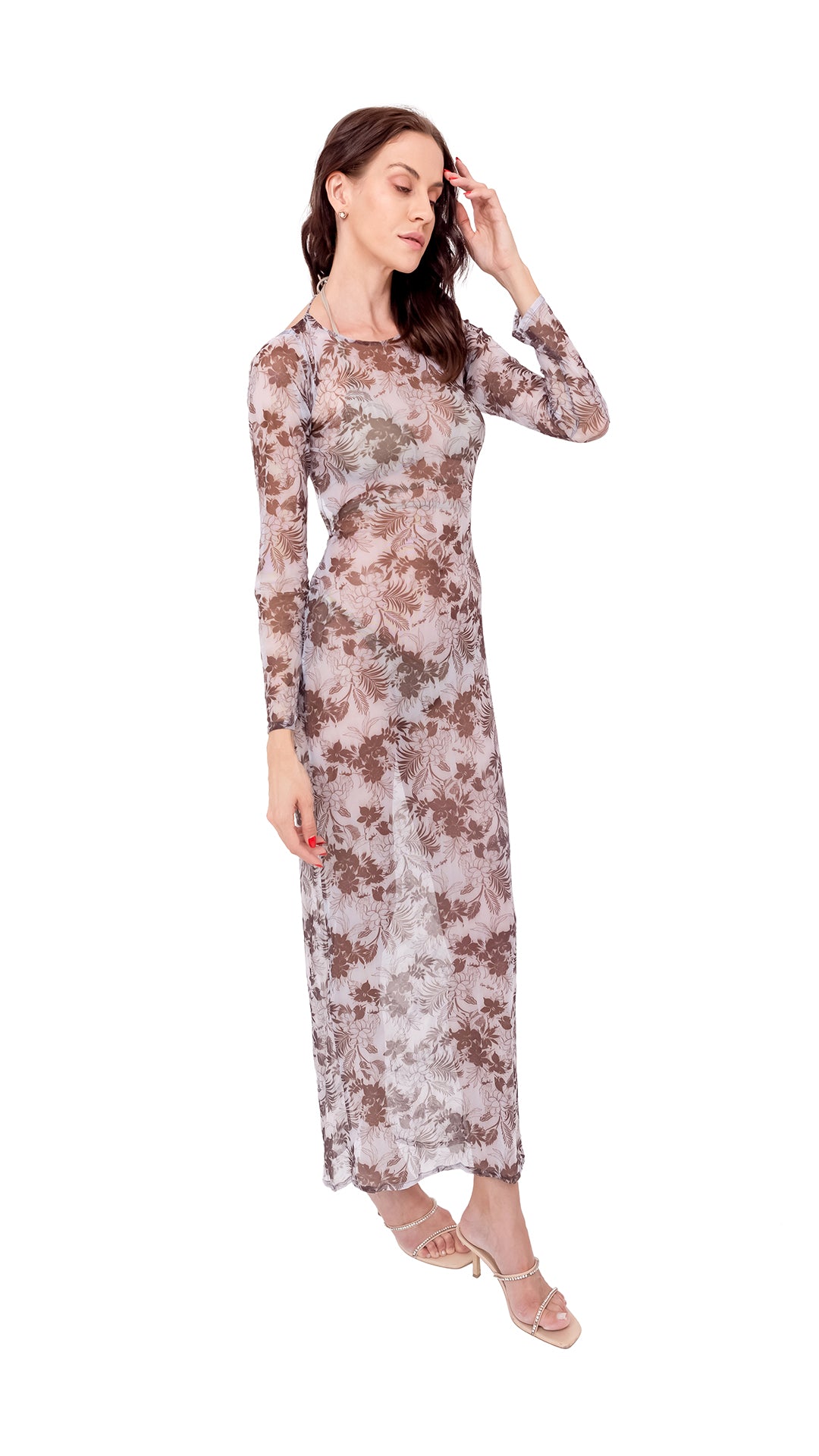 White CASSIA Open Back Long Silk Dress