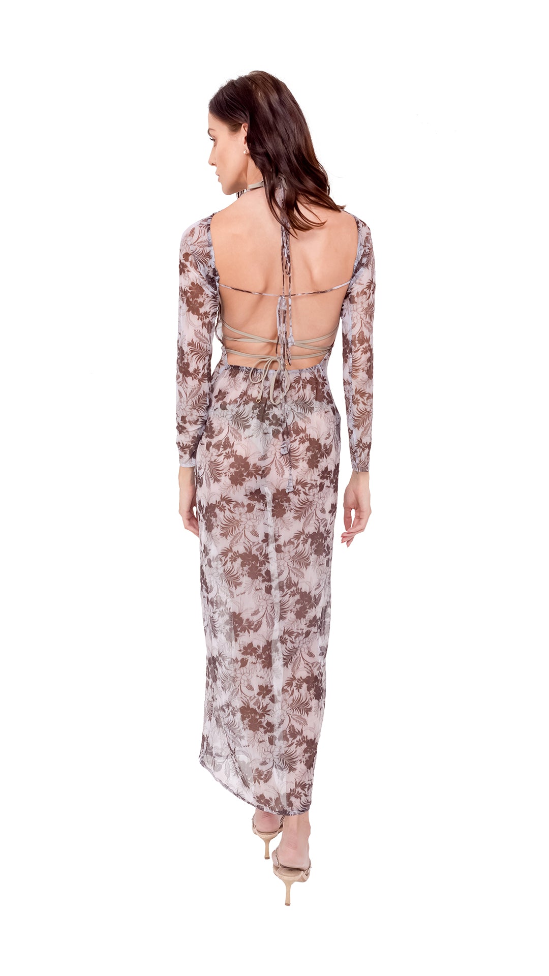White CASSIA Open Back Long Silk Dress