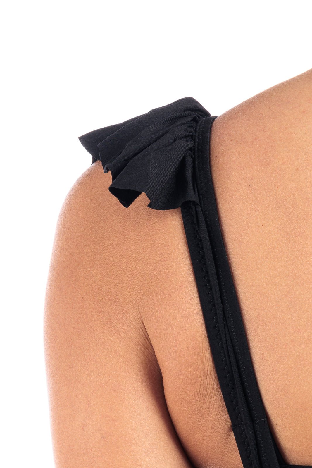 Black plain one-shoulder two-piece bikini set - Bikini Collection - by CAPRI LIFESTYLE