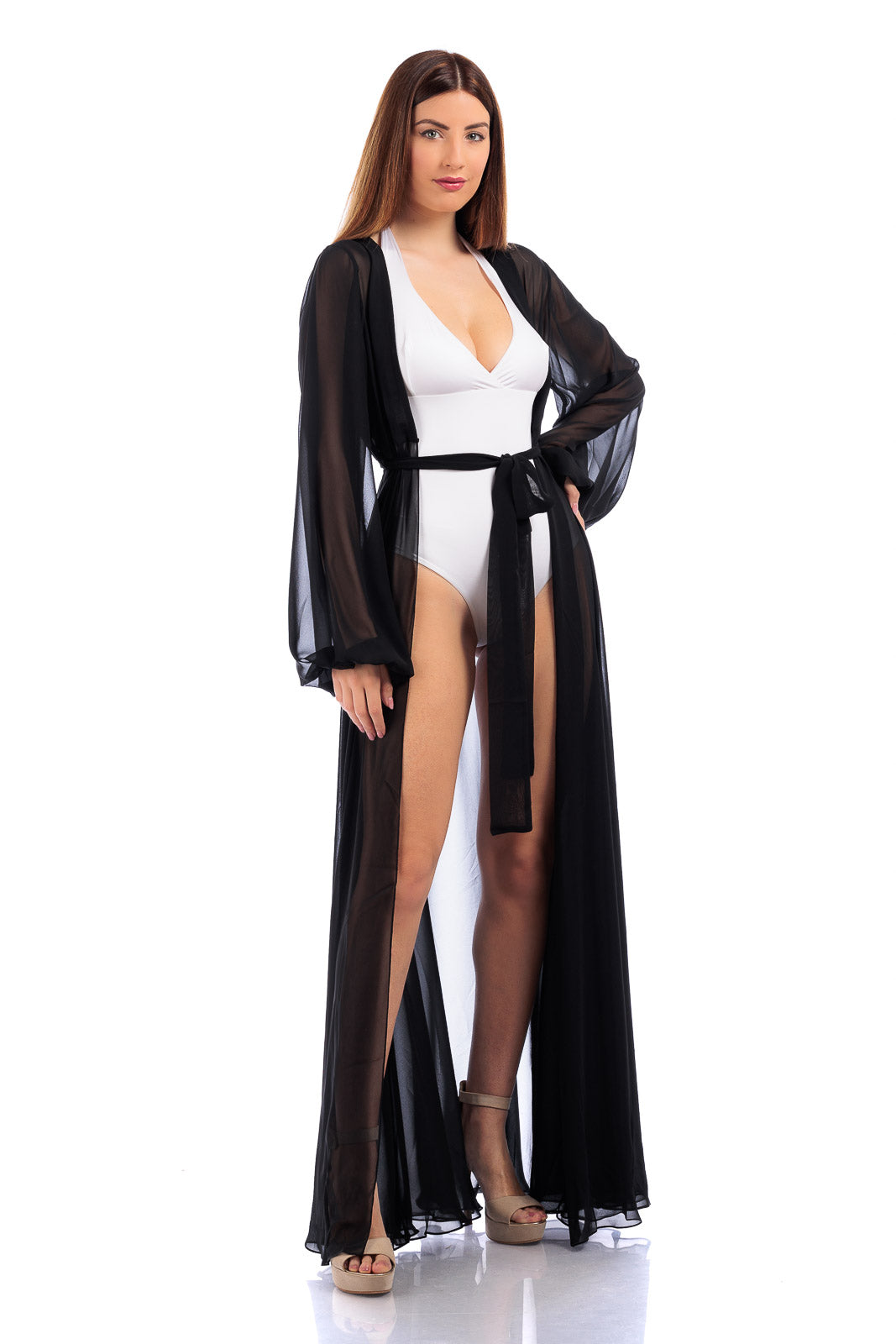 Silk Chiffon Long Robe