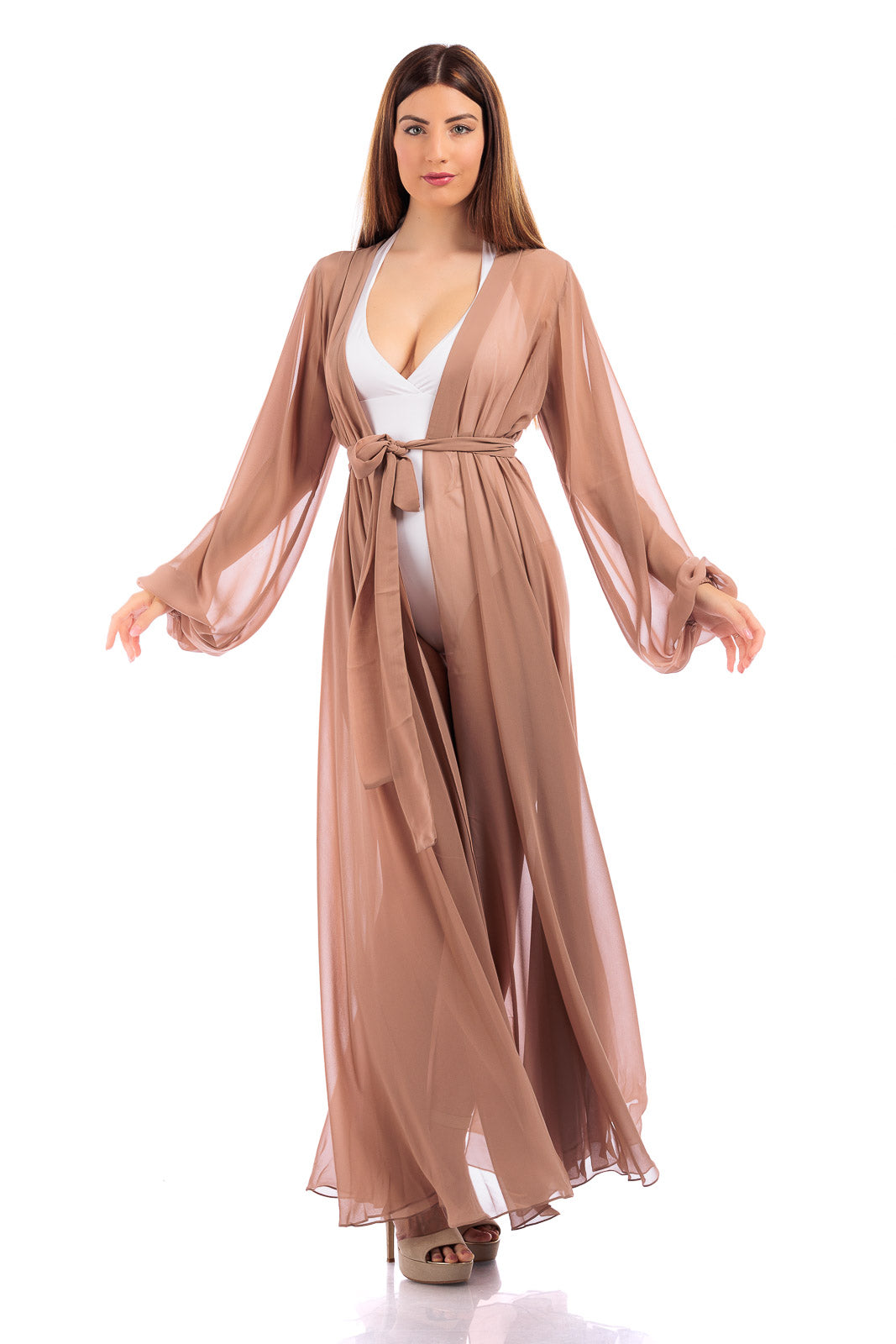 Silk Chiffon Long Robe