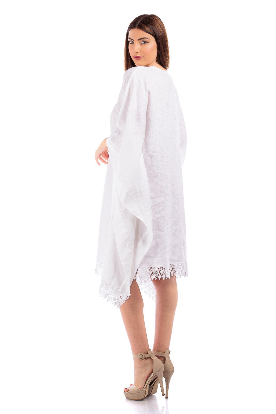 Linen Short Katan ( with Lace details )