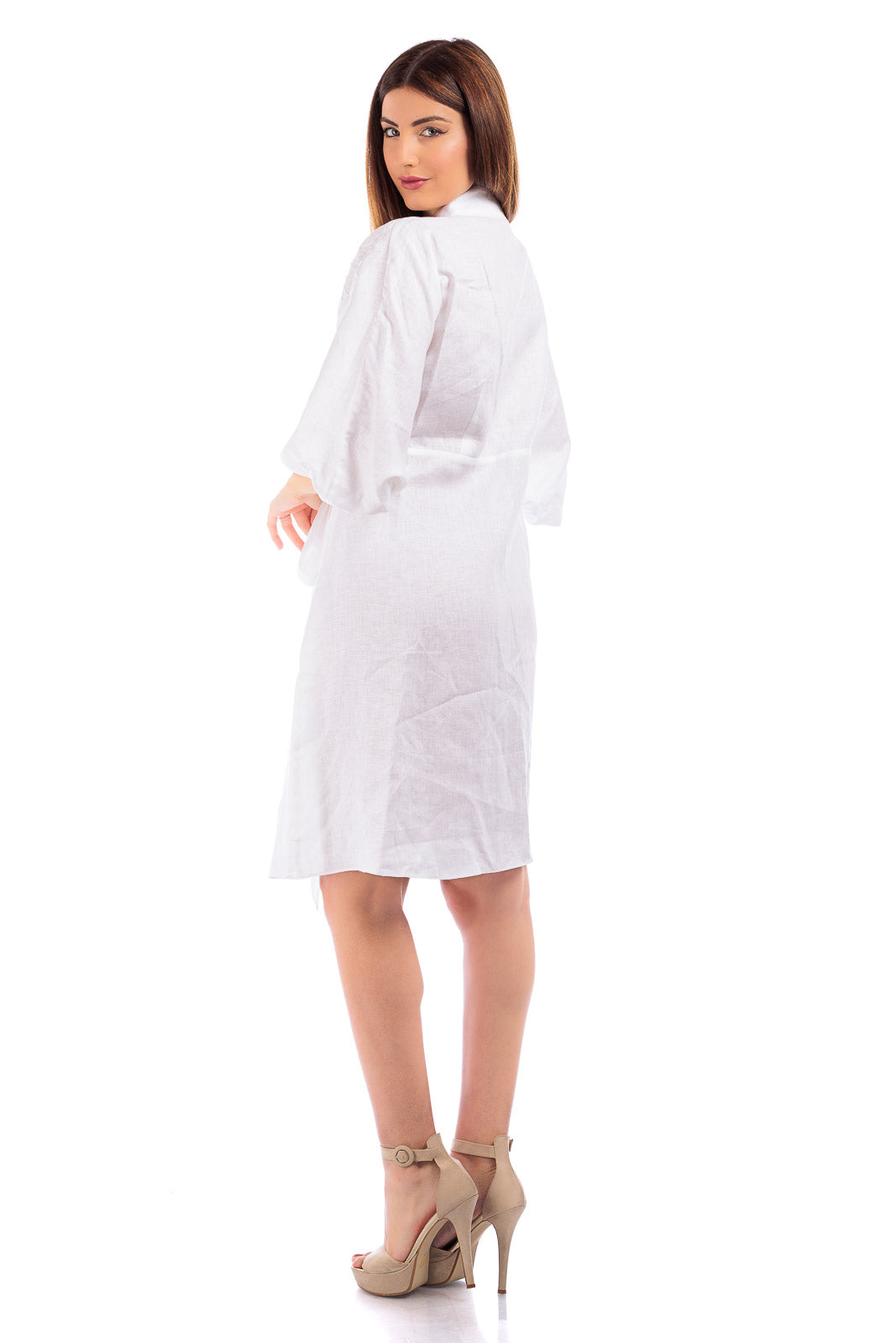 Linen Wrap Around Dress (with Flower Applique)