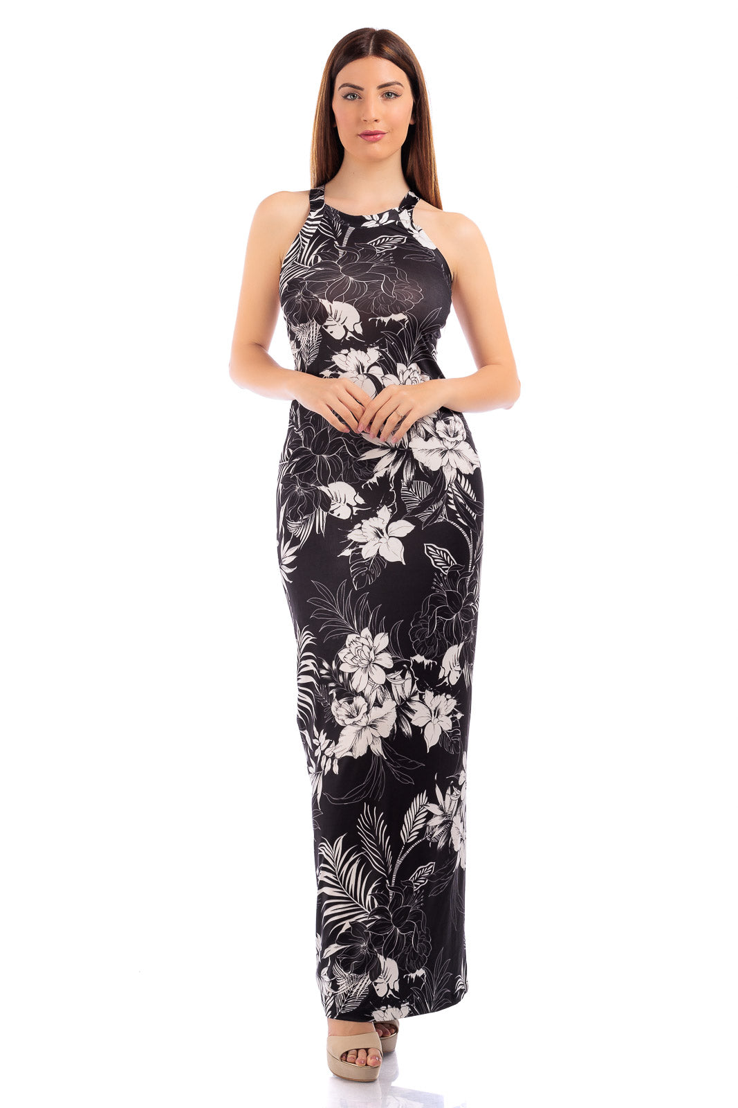 CASSIA Elastane Halter Dress with Side Slit