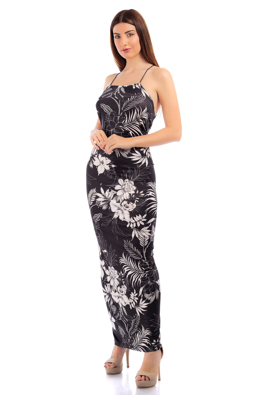 CASSIA Elastane Halter Dress with Back Ruching