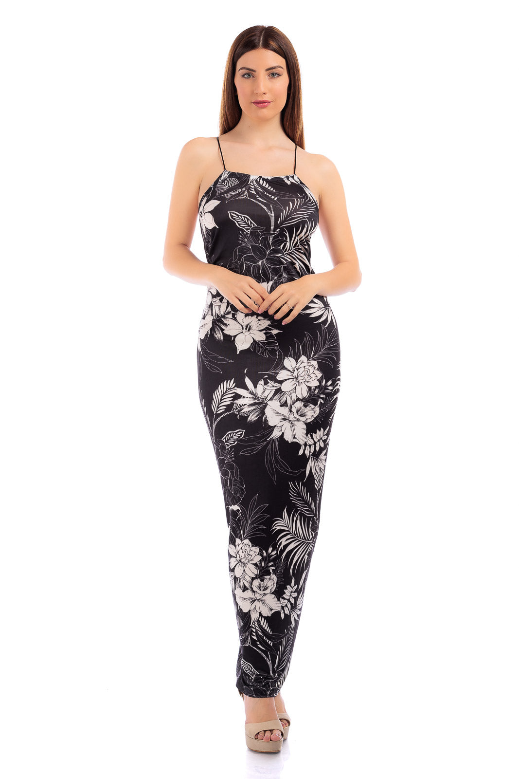 CASSIA Elastane Halter Dress with Back Ruching
