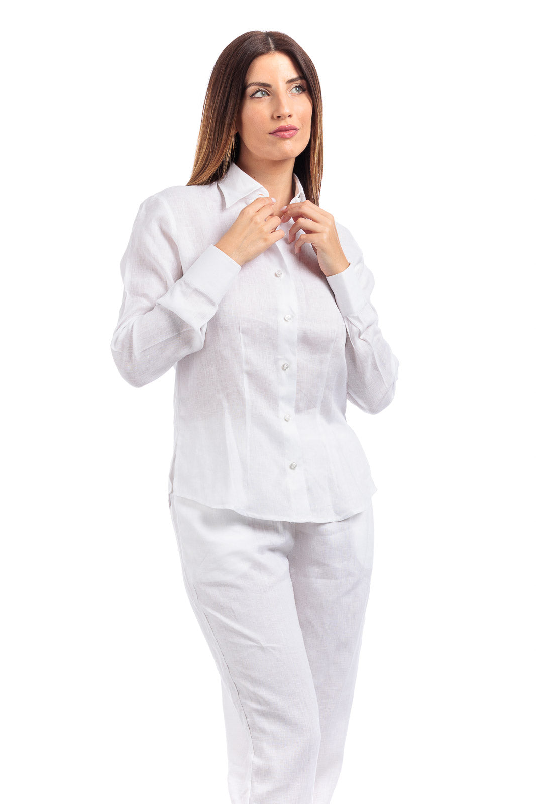 Polo in lino con collo classico