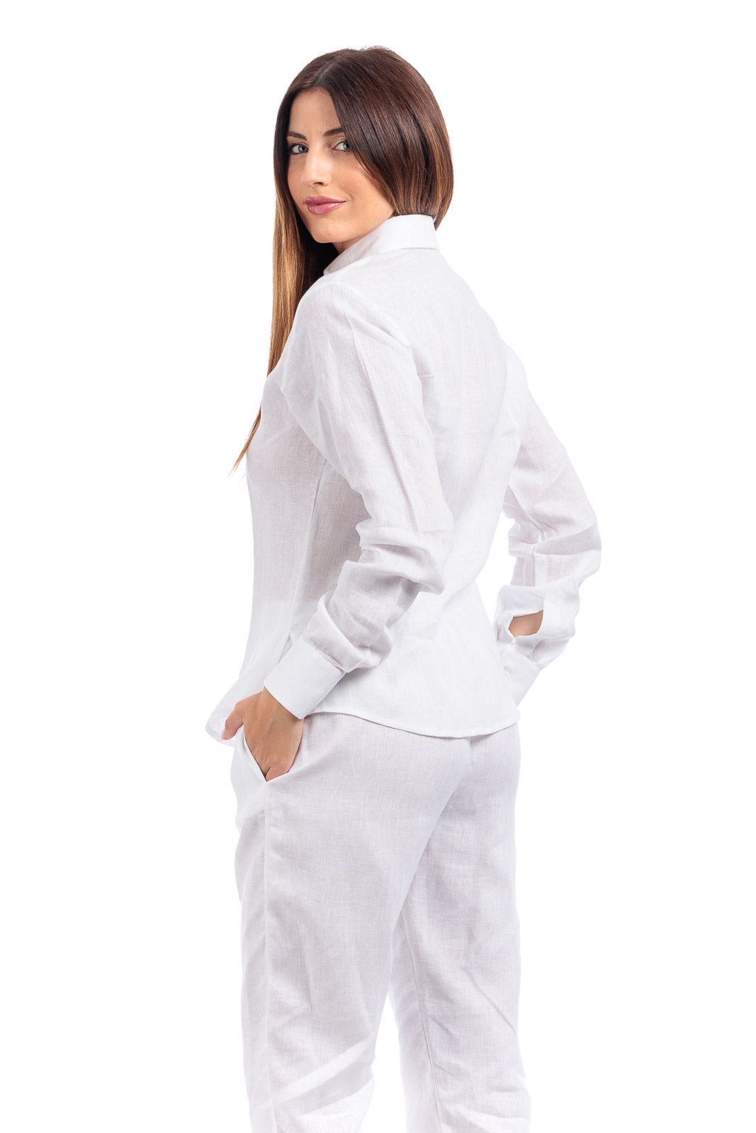 Polo in lino con collo classico