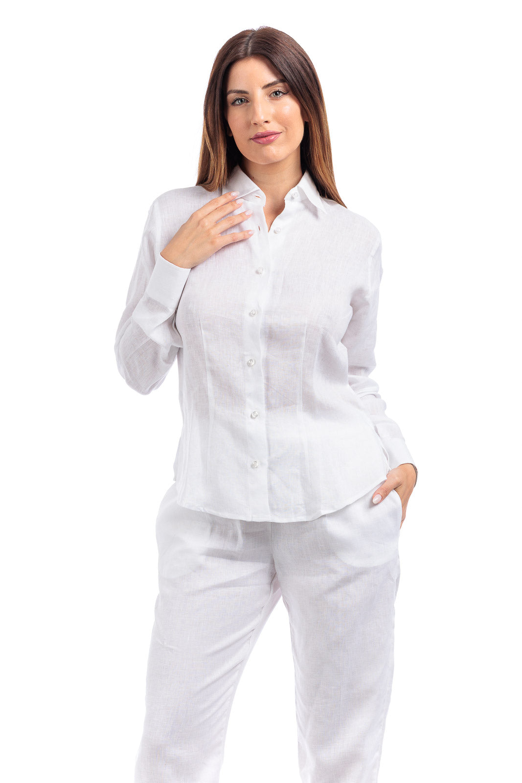 Polo in lino con collo classico