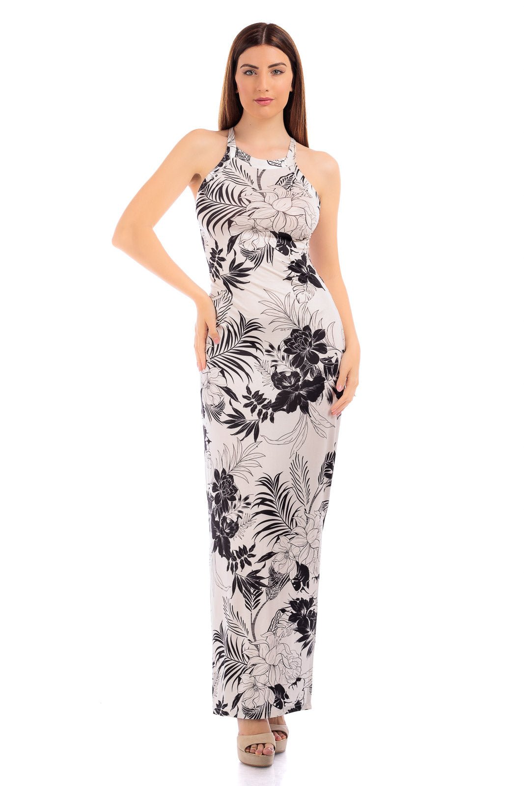 CASSIA Elastane Halter Dress with Side Slit