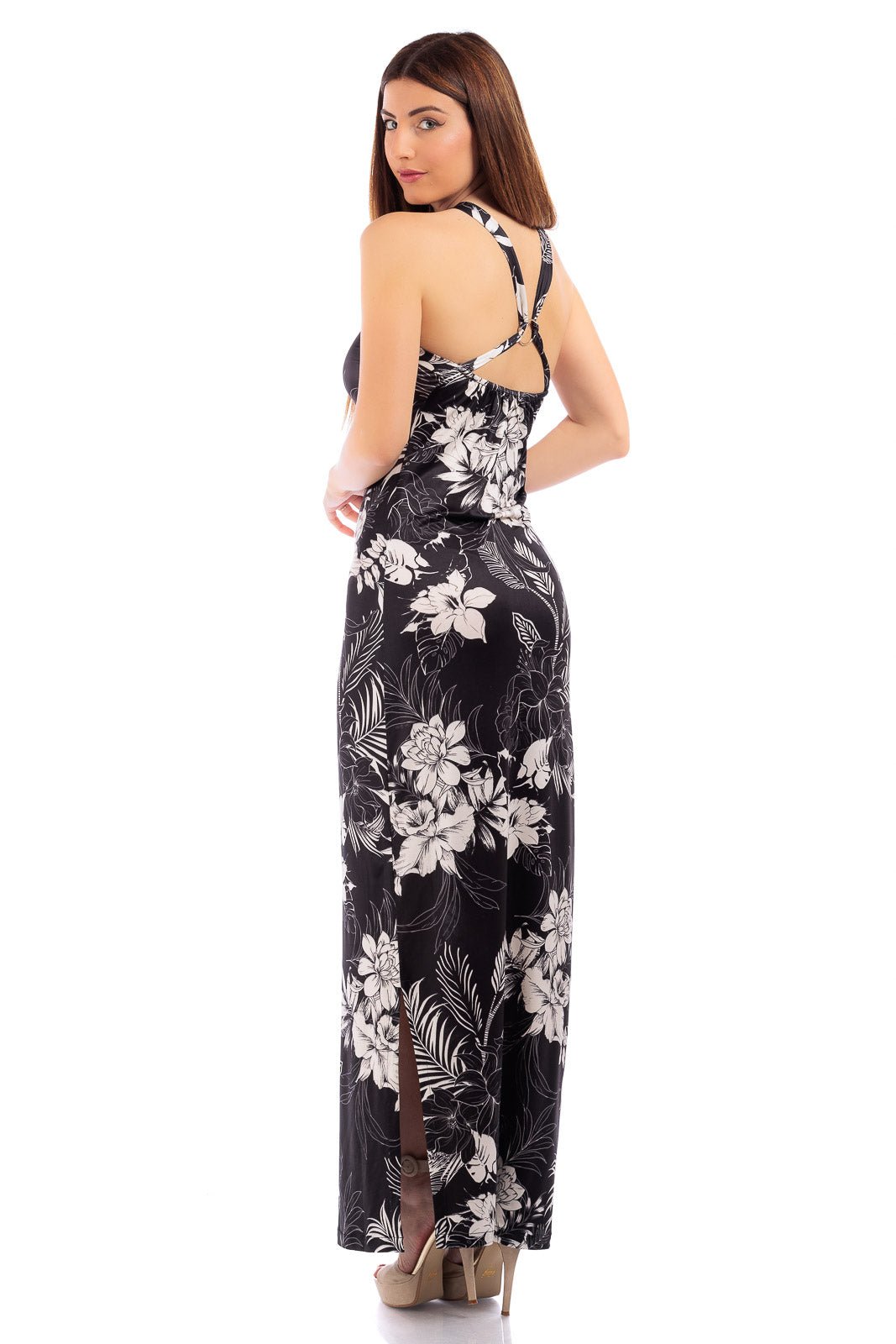 CASSIA Elastane Halter Dress with Side Slit