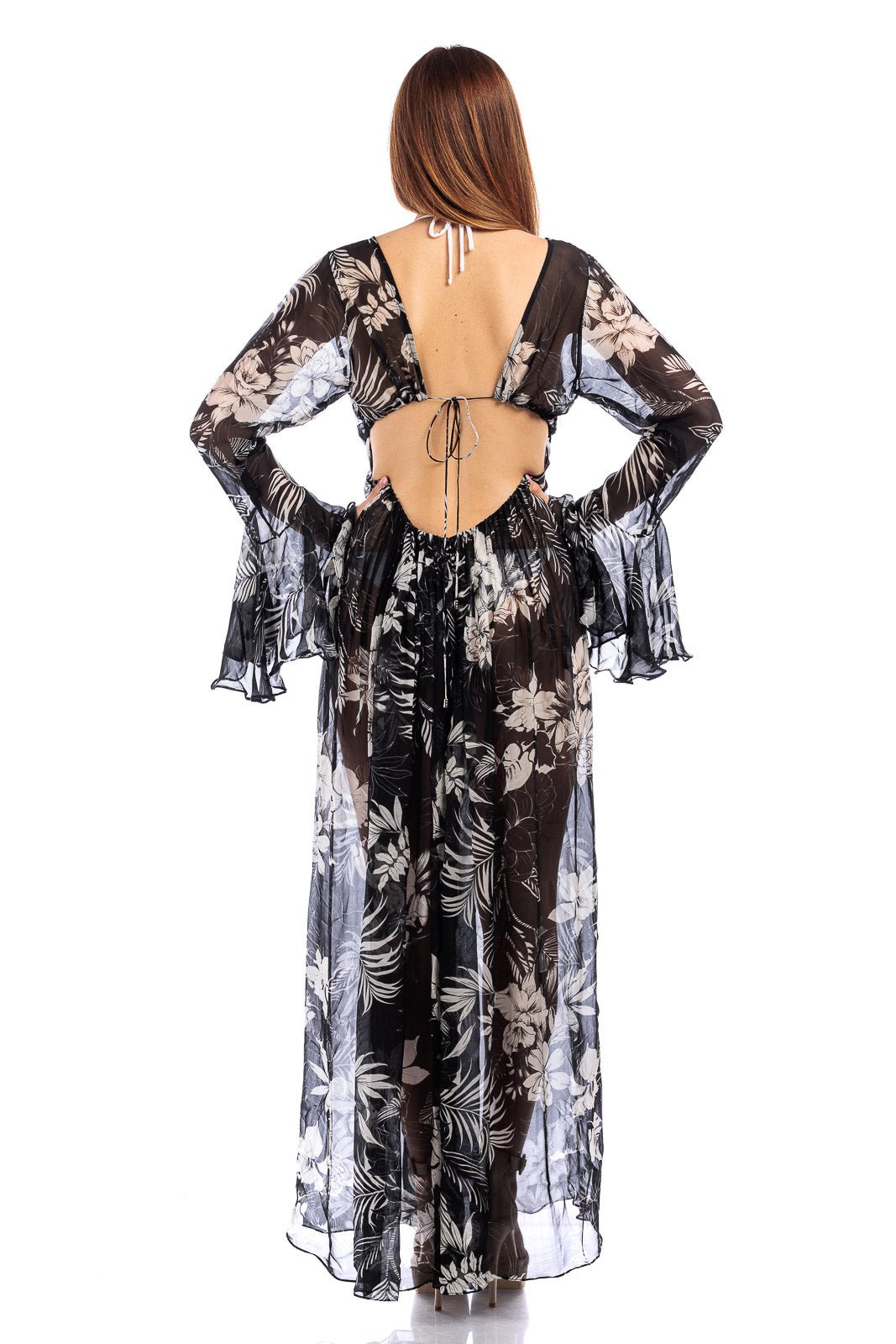 CASSIA Silk Chiffon Long Coverup