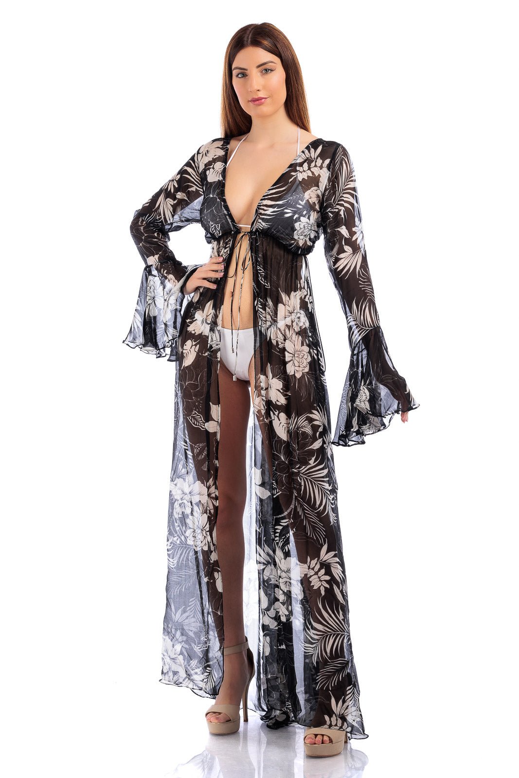CASSIA Silk Chiffon Long Coverup