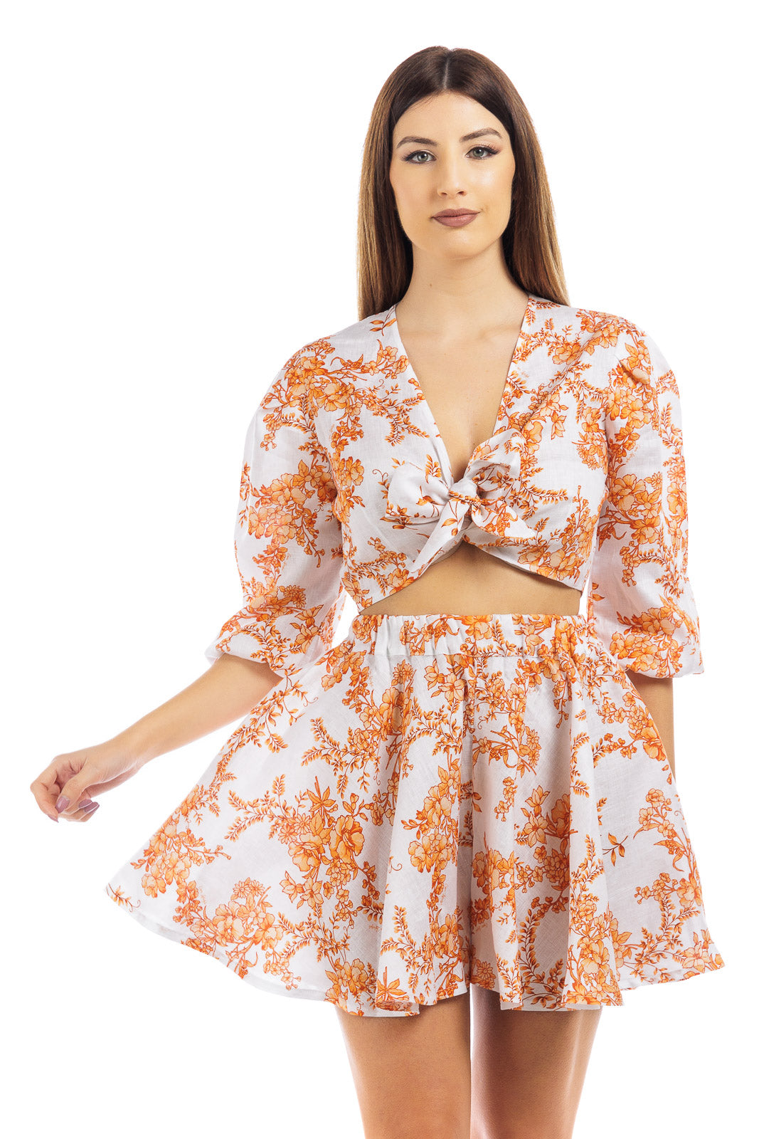 Lino fiorito Flowy Short