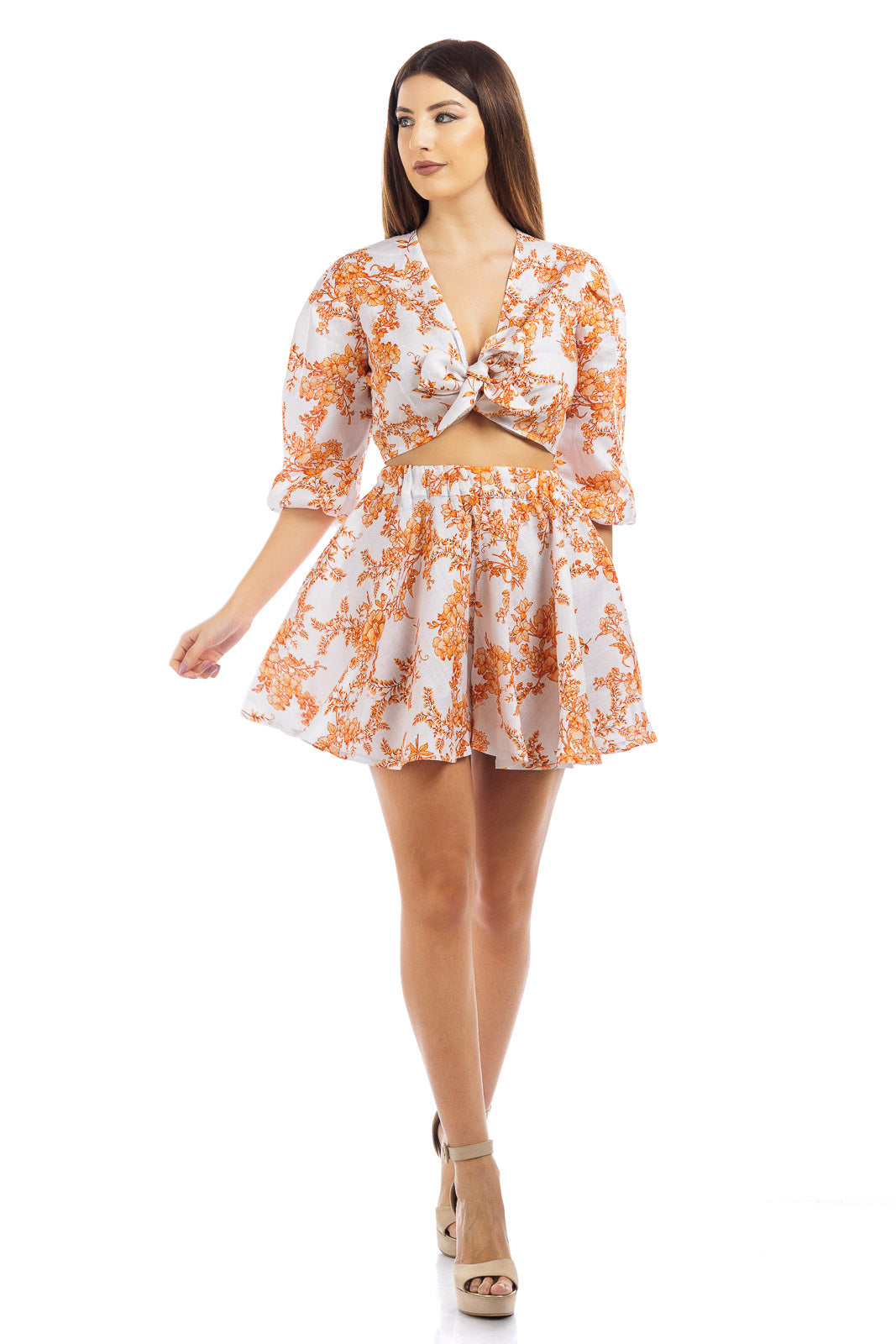 Lino fiorito Flowy Short
