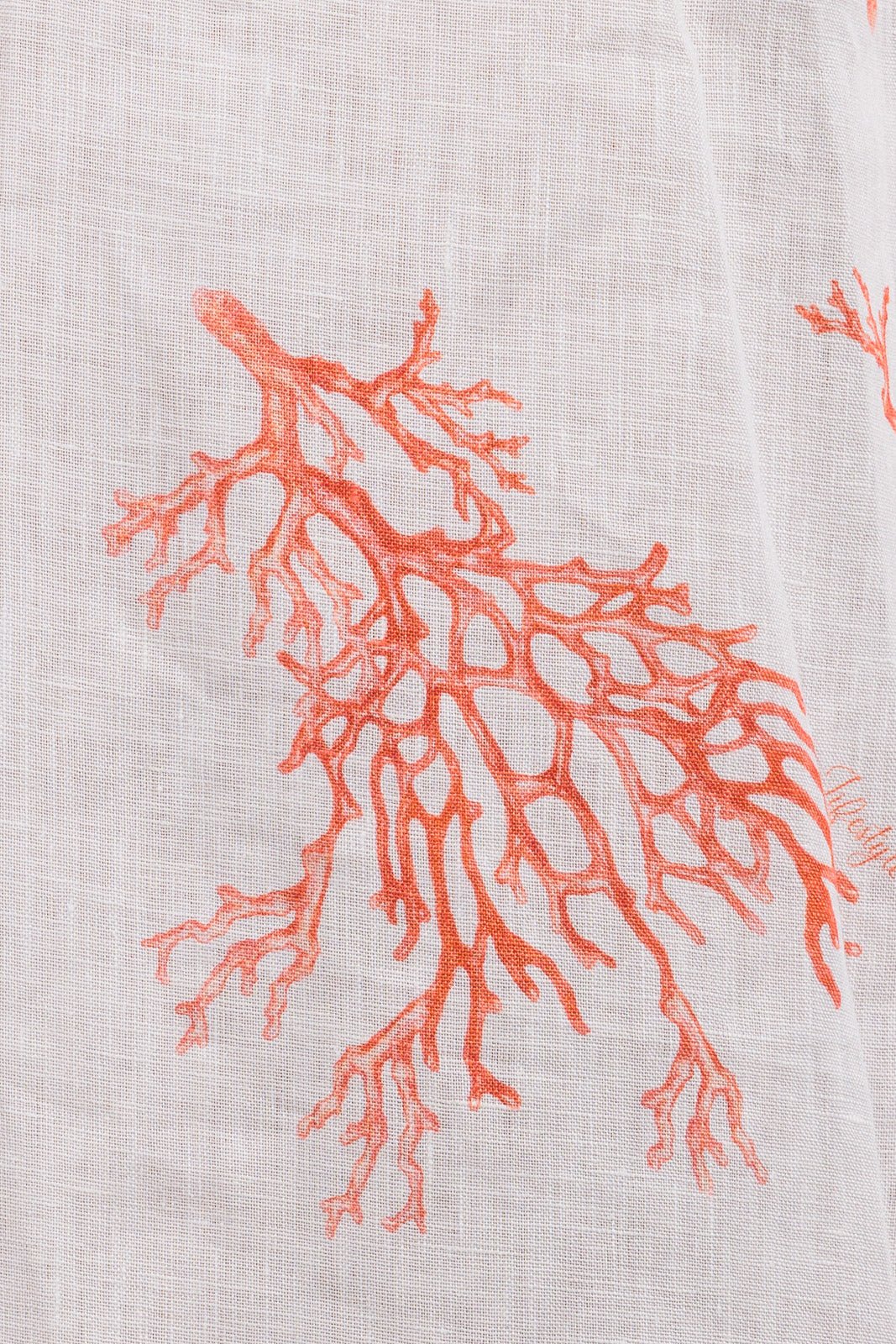 Coral Branch Print Linen Long Skirt - by CAPRI LIFESTYLE