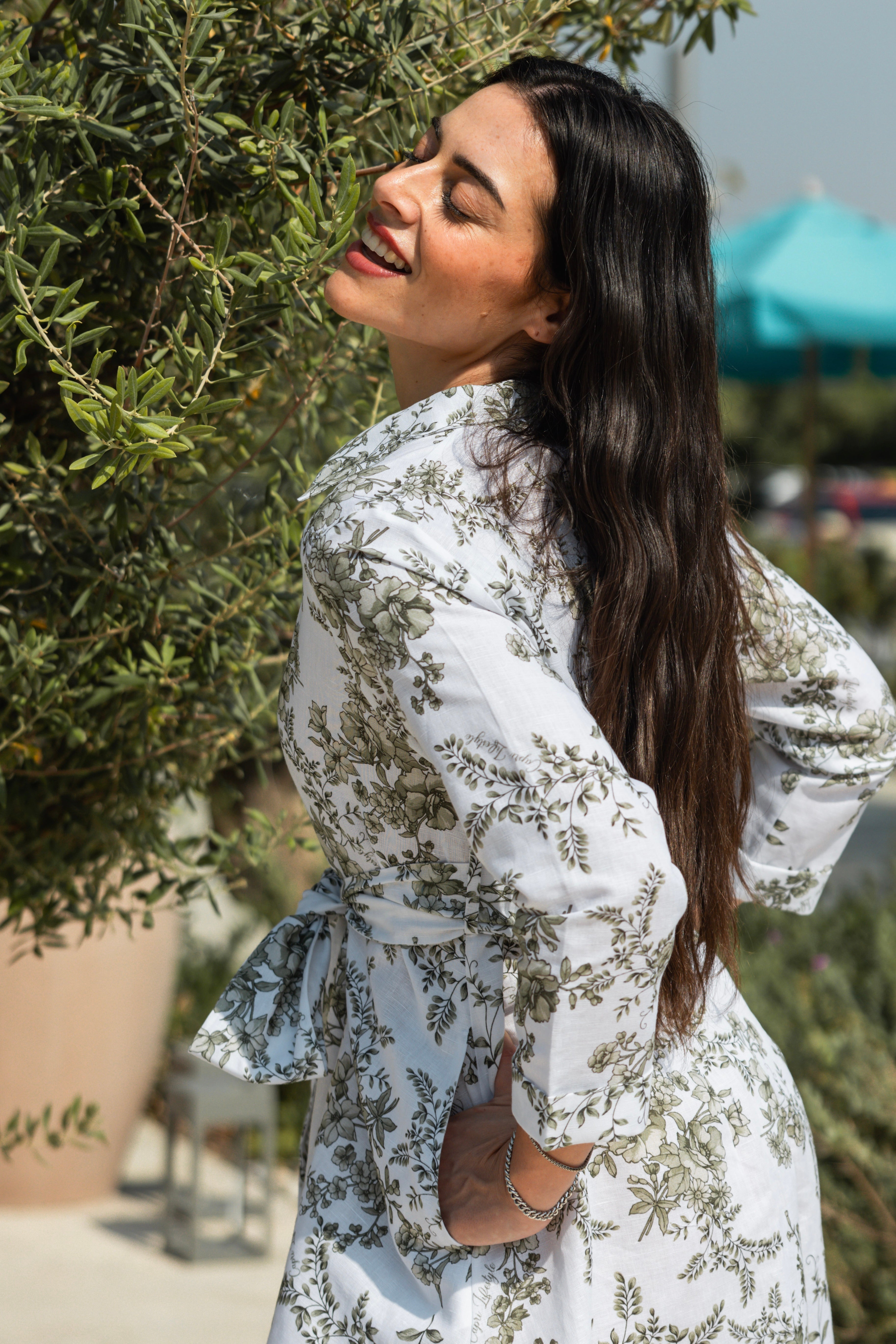 Flowery Flowy Linen Dress - by CAPRI LIFESTYLE