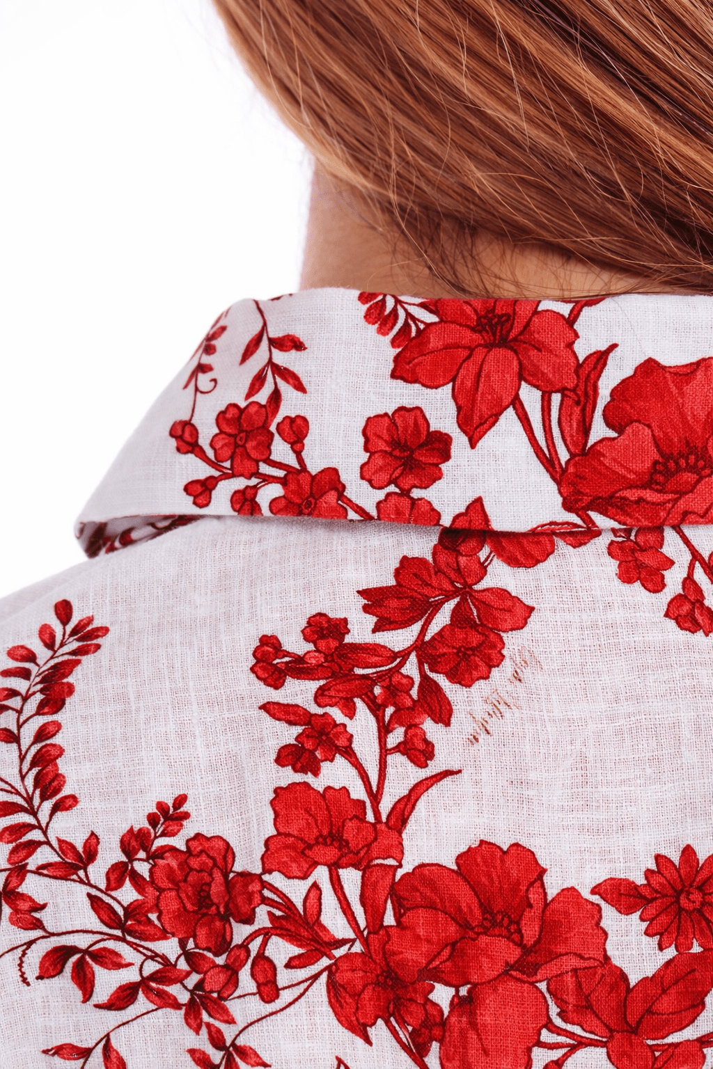 Flowery Linen Tie Front Crop Blouse - Women&