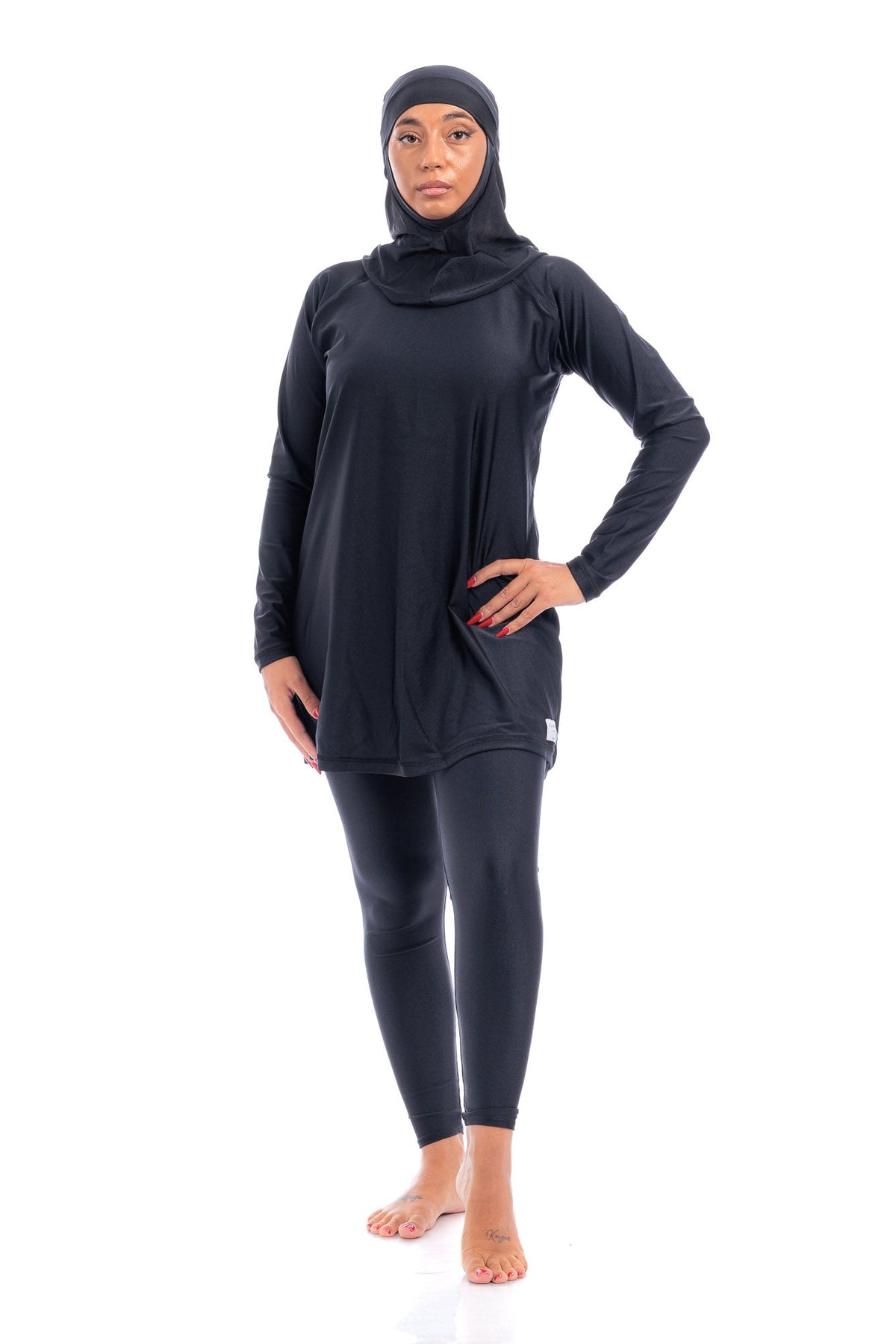 LBK19 - Women Modest wear with Tight Leggings, Head Cover - Burkini - by CAPRI LIFESTYLE