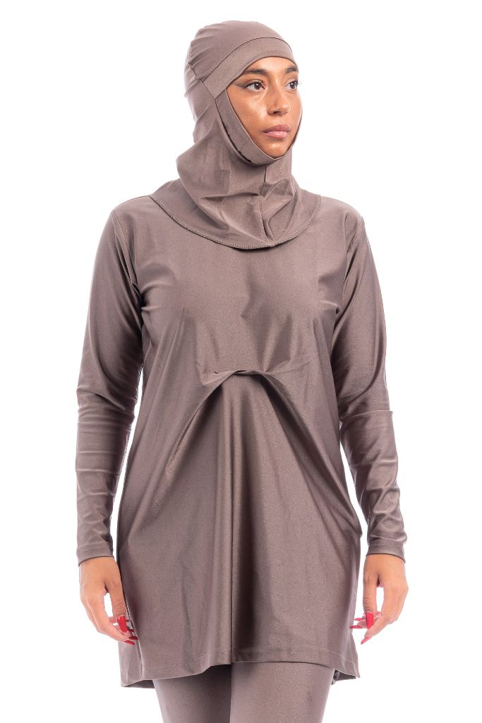 LBK33 - Capri Luxury Plain Burkini, Front Details with Head Cover & Leggings - Burkini - by CAPRI LIFESTYLE