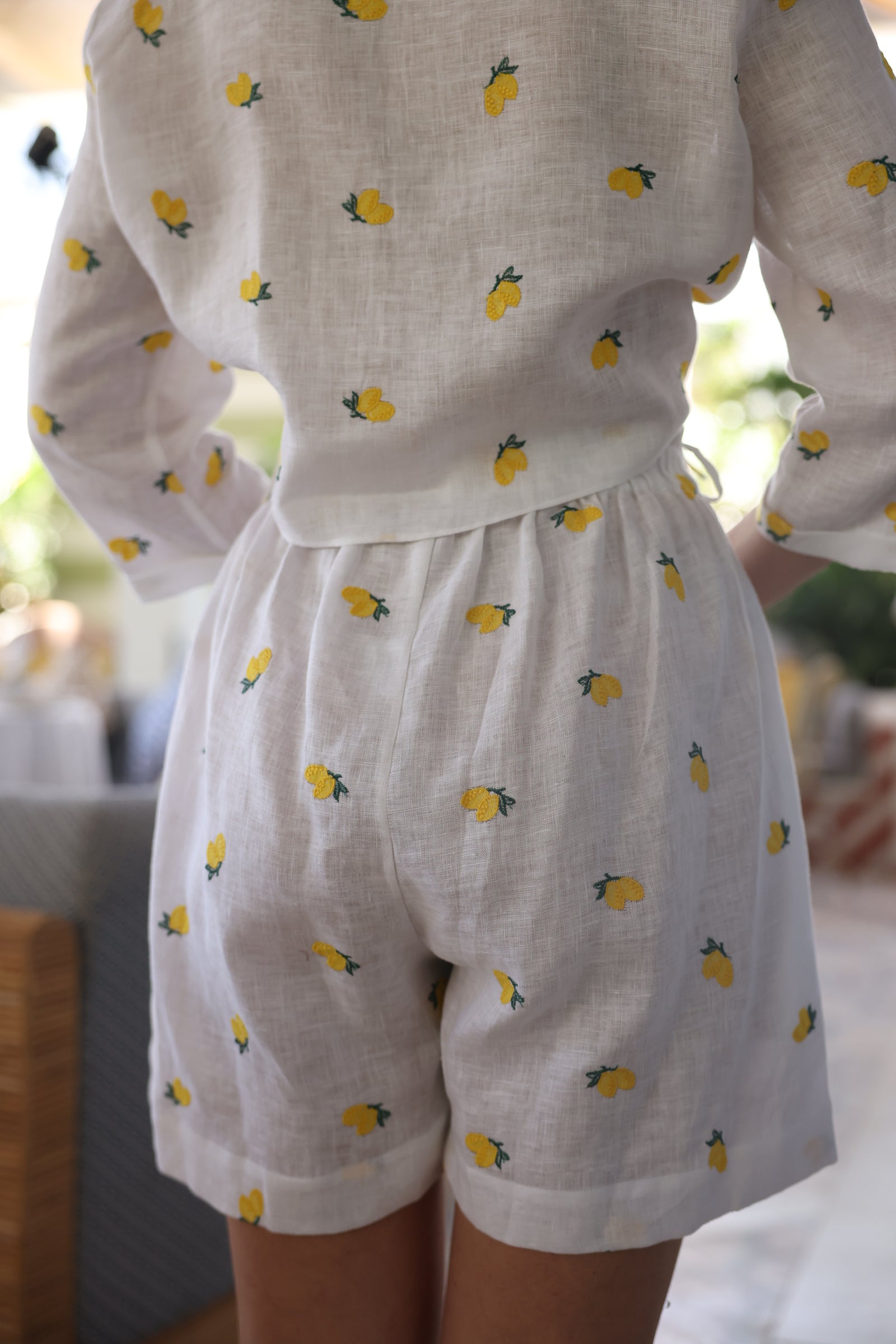Lemon Embroider Linen Shorts - by CAPRI LIFESTYLE