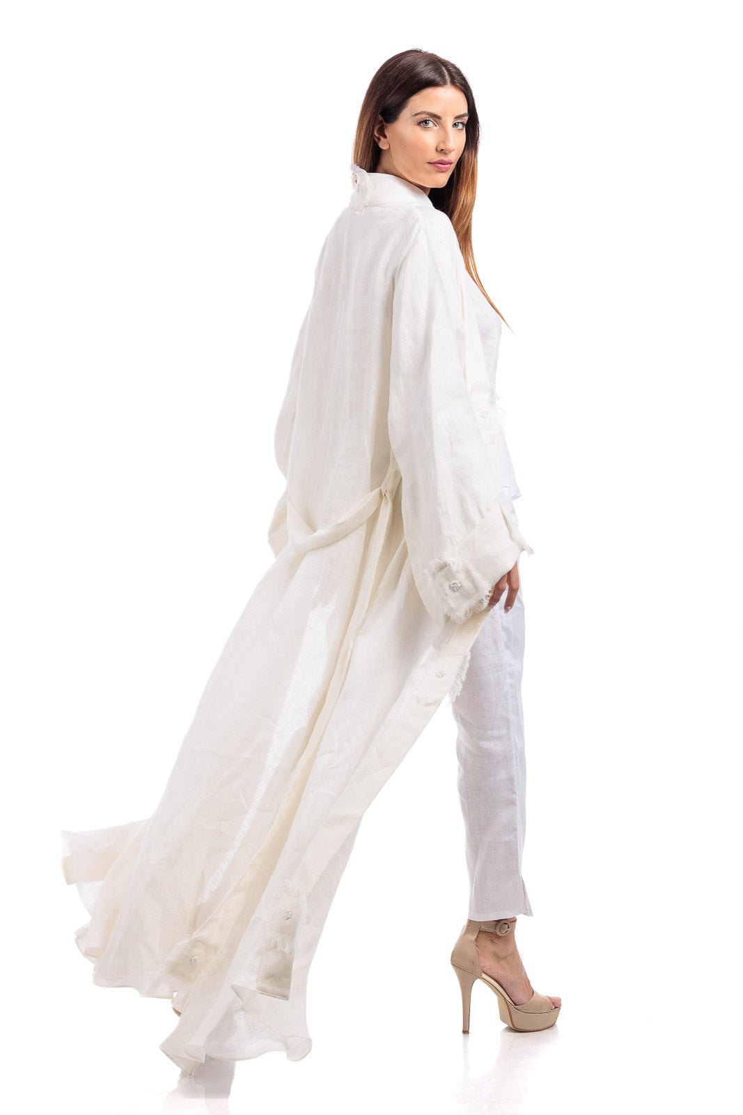 Linen Abaya With Embroidery Details - by CAPRI LIFESTYLE