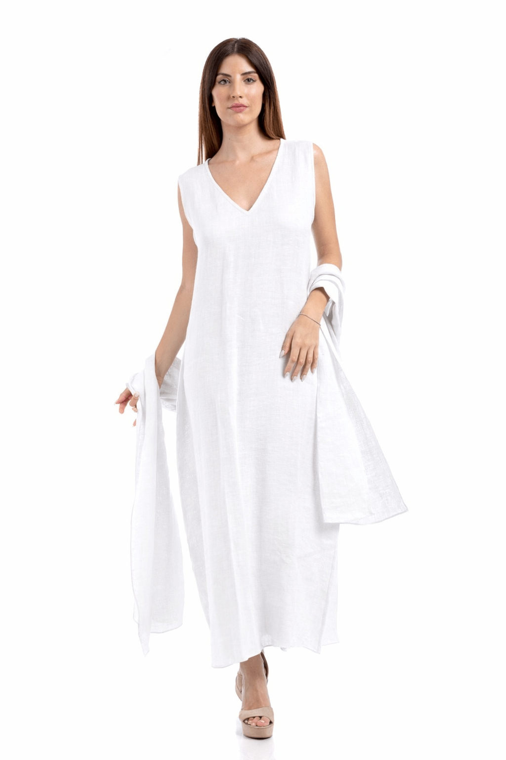 Linen Long Abaya Dress - by CAPRI LIFESTYLE