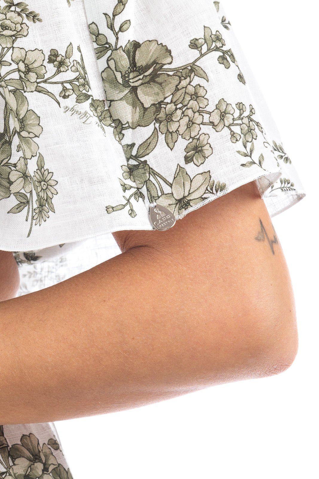 Linen Off-Shoulder Crop - Green