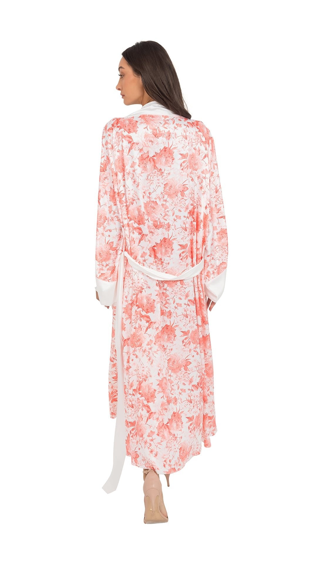 Orange Floral Pure Silk fiori Robe