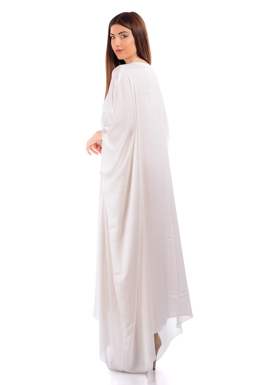 Plain Silk V-neck Kaftan