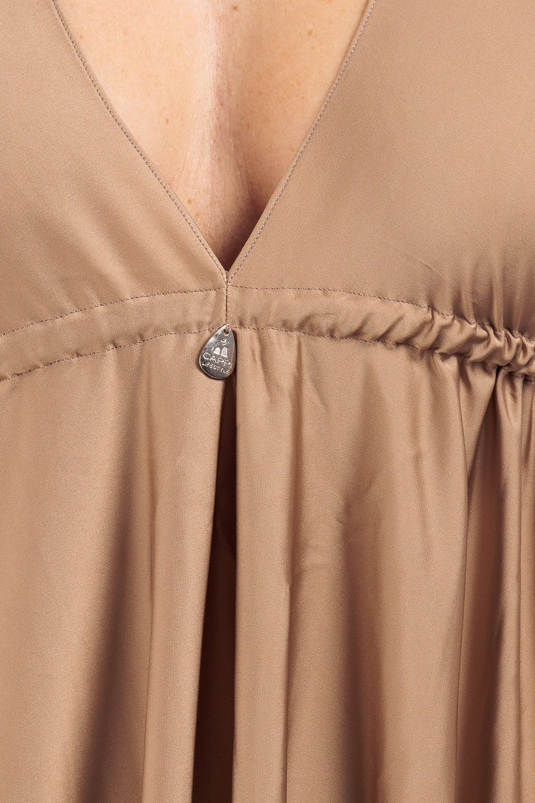 Plain V-neck Silk Dress