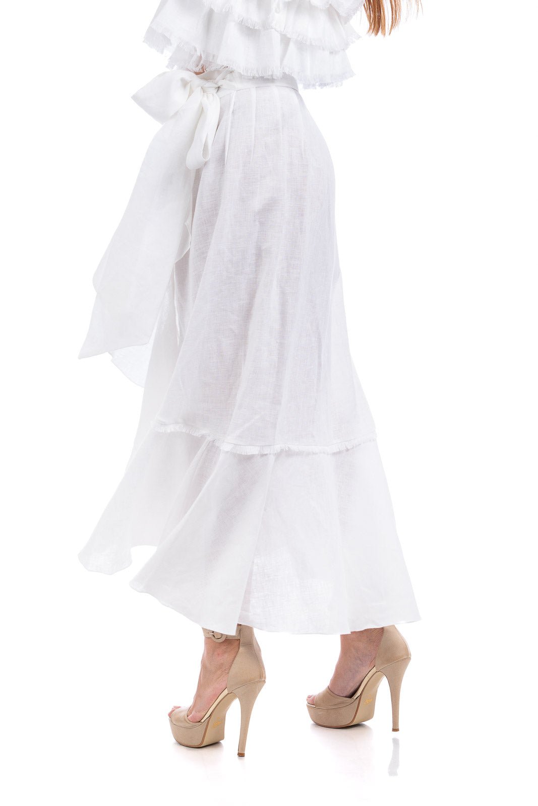 Pure Linen Raffeld Skirt With Elegant Hand - Finished Details - Linen Shirts - by CAPRI LIFESTYLE