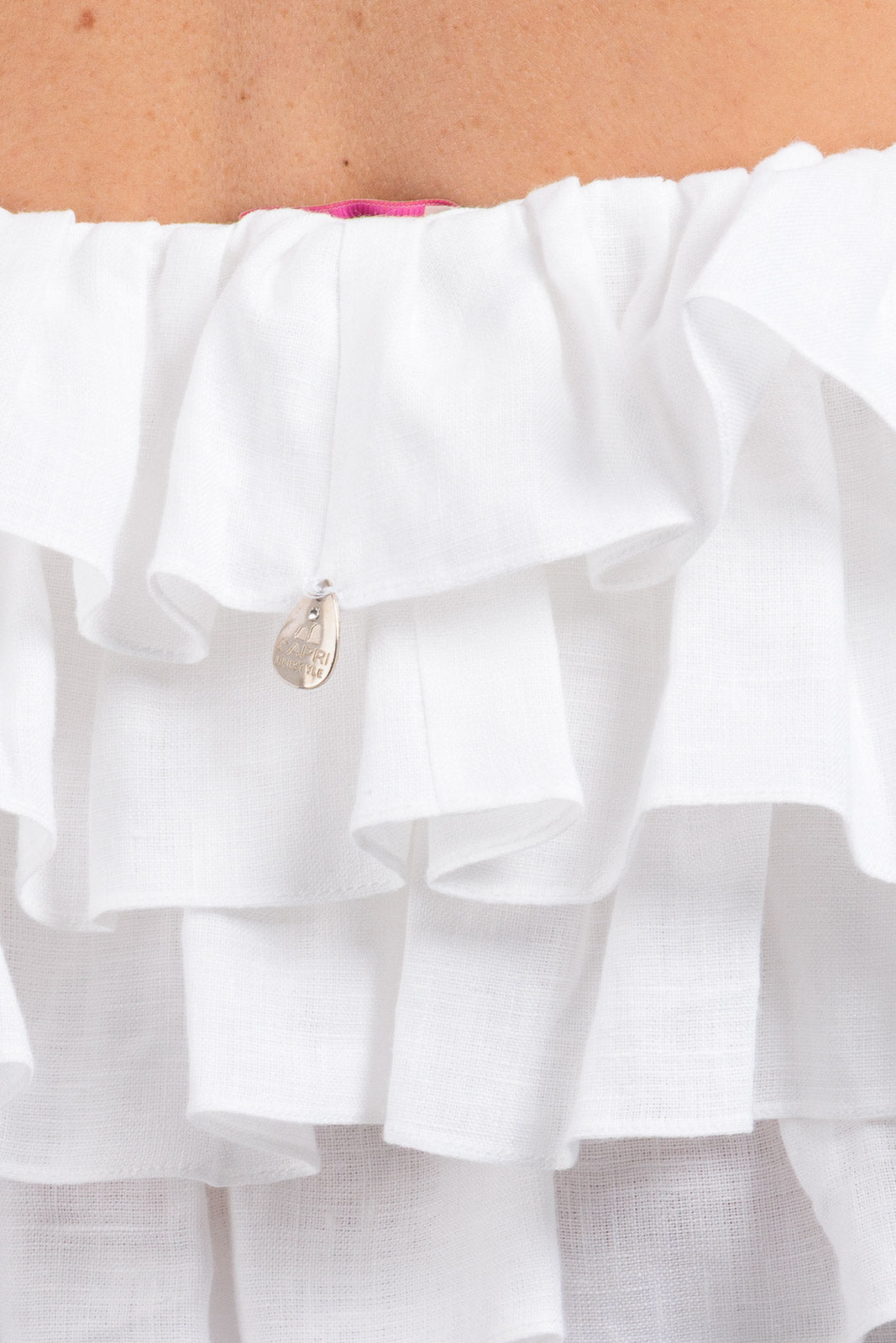 Pure Linen Raffeld Top Without Elegant Hand - Finished Details - Women&