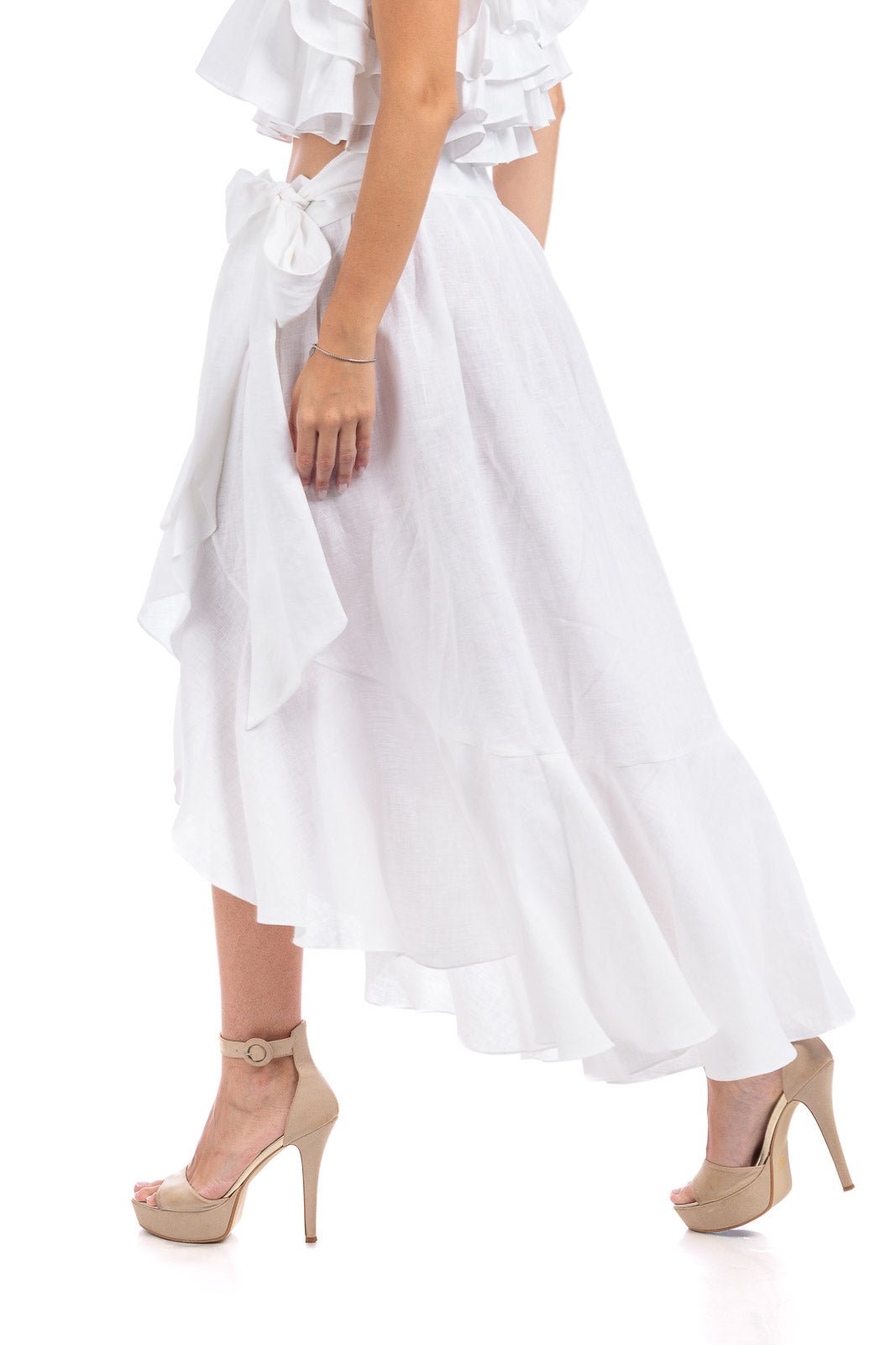 Pure Linen ruffled skirt