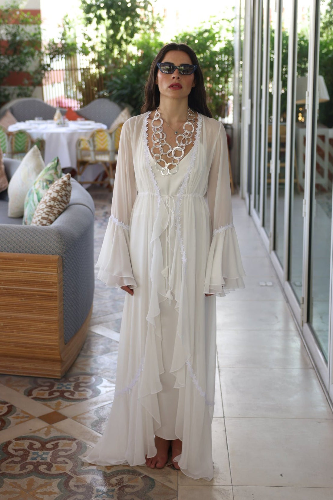 Sheer Chiffon Cover - Up with Lace Trim - Dresses - by CAPRI LIFESTYLE
