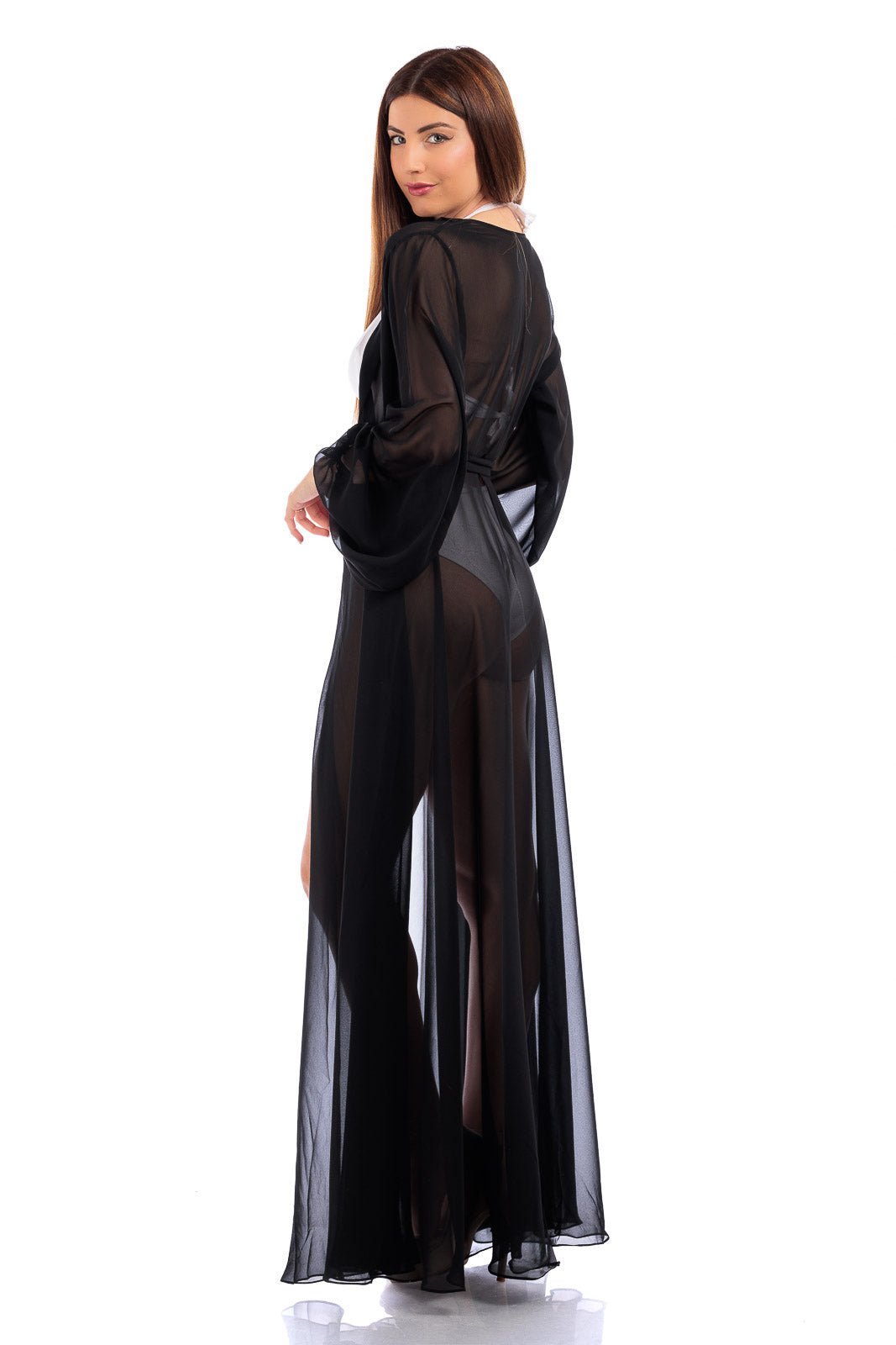 Silk Chiffon Long Robe - Dresses - by CAPRI LIFESTYLE