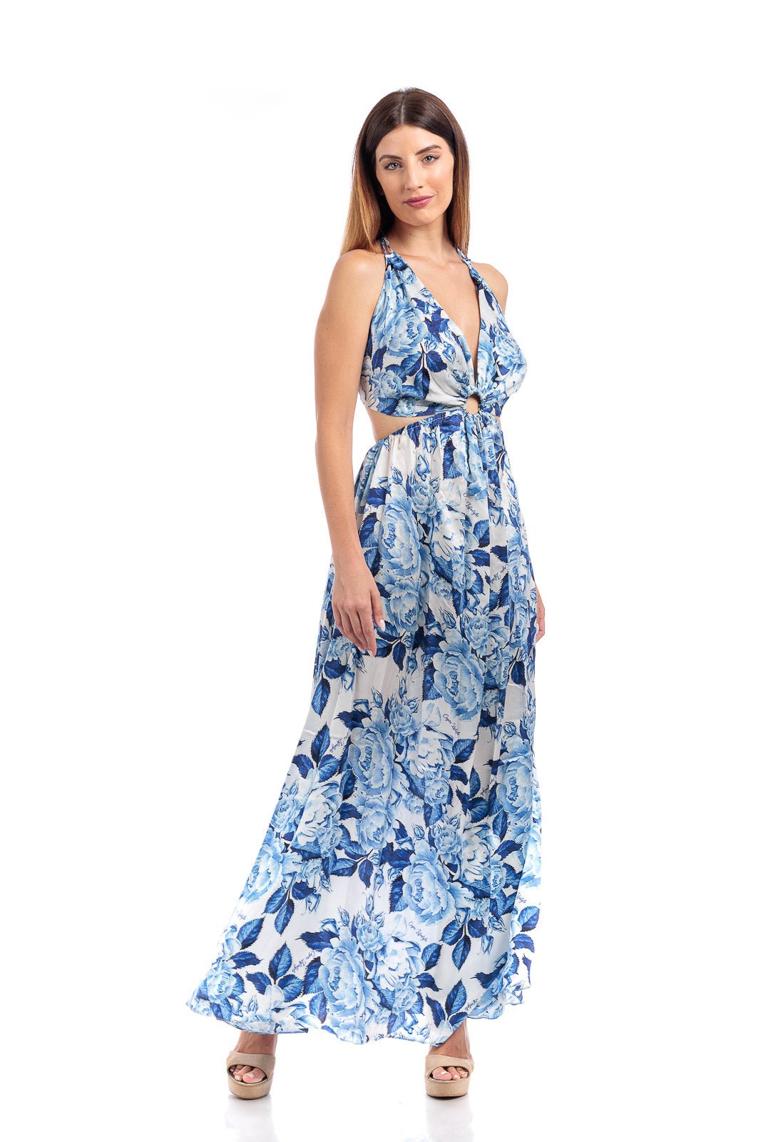 Silk Hallow Silk Out Maxi Dress With Ring - by CAPRI LIFESTYLE