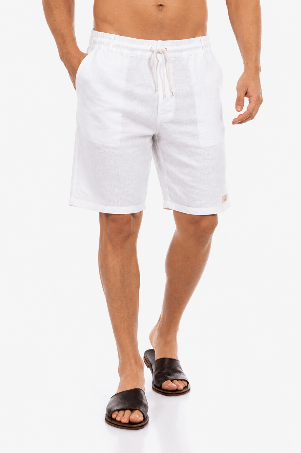 White Linen Drawstring Shorts - Linen Drawstring Shorts - by CAPRI LIFESTYLE