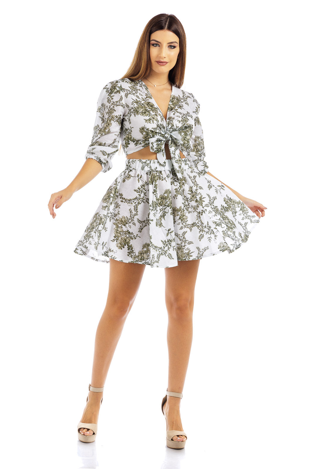 Lino fiorito Flowy Short