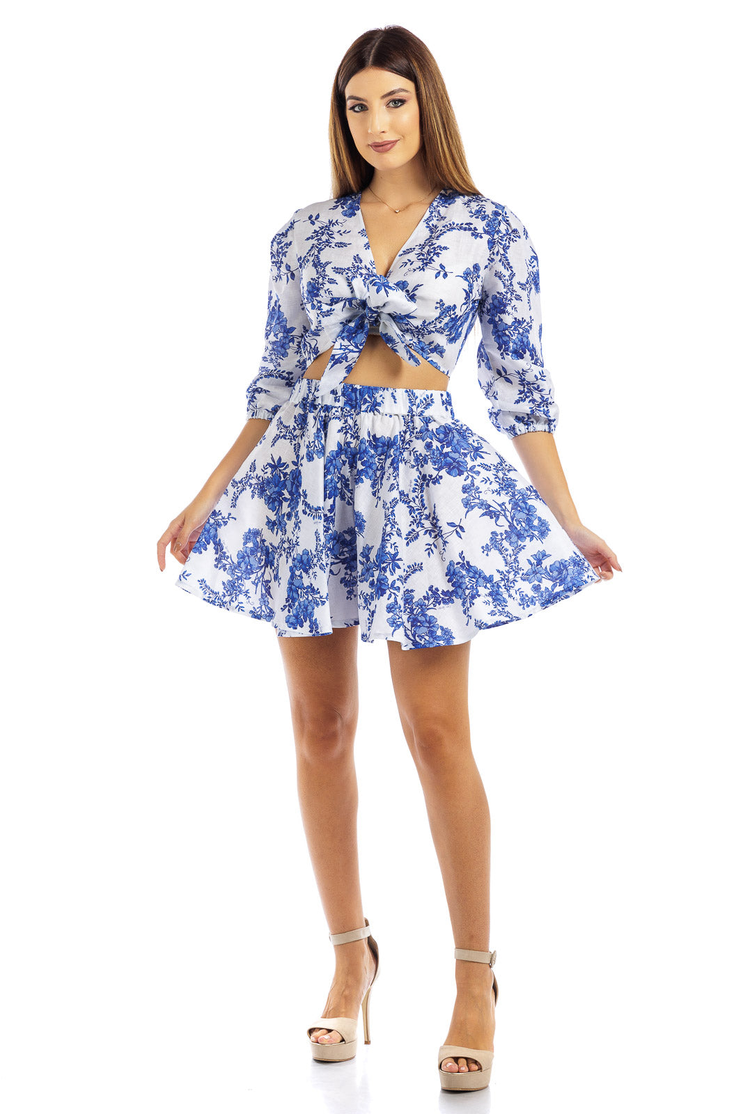 Lino fiorito Flowy Short