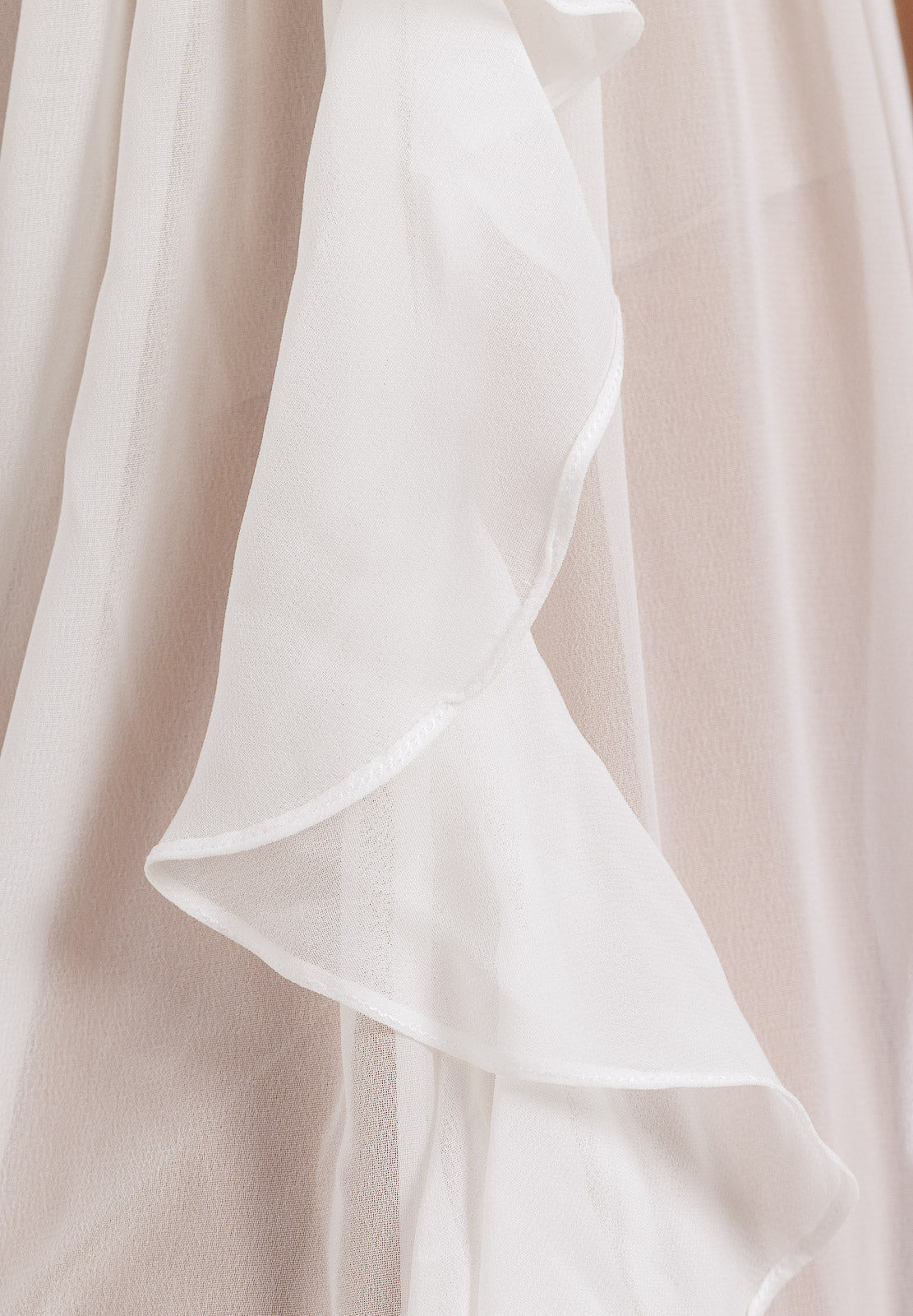 Sexy Hallow Out V-Neck Chiffon Long Maxi Dress