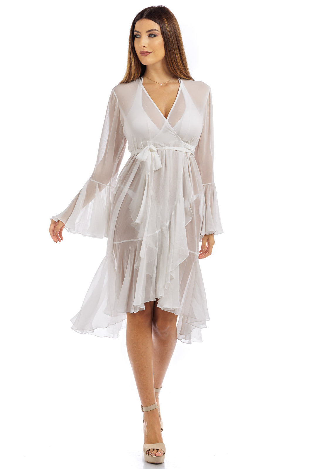 Plain Chiffon Wrap Coverup - Short