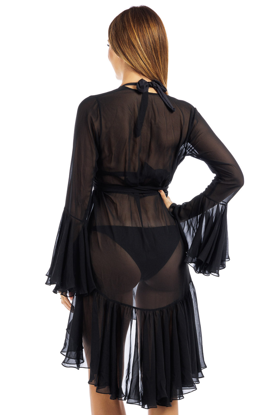 Plain Chiffon Wrap Coverup - Short