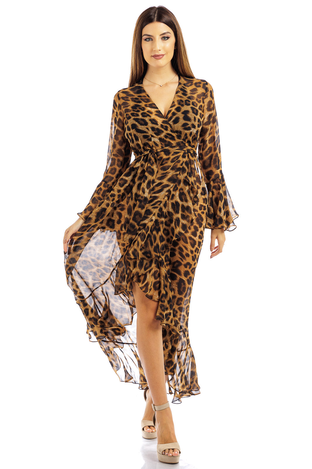 Animalier Chiffon Wrap Coverup Dress
