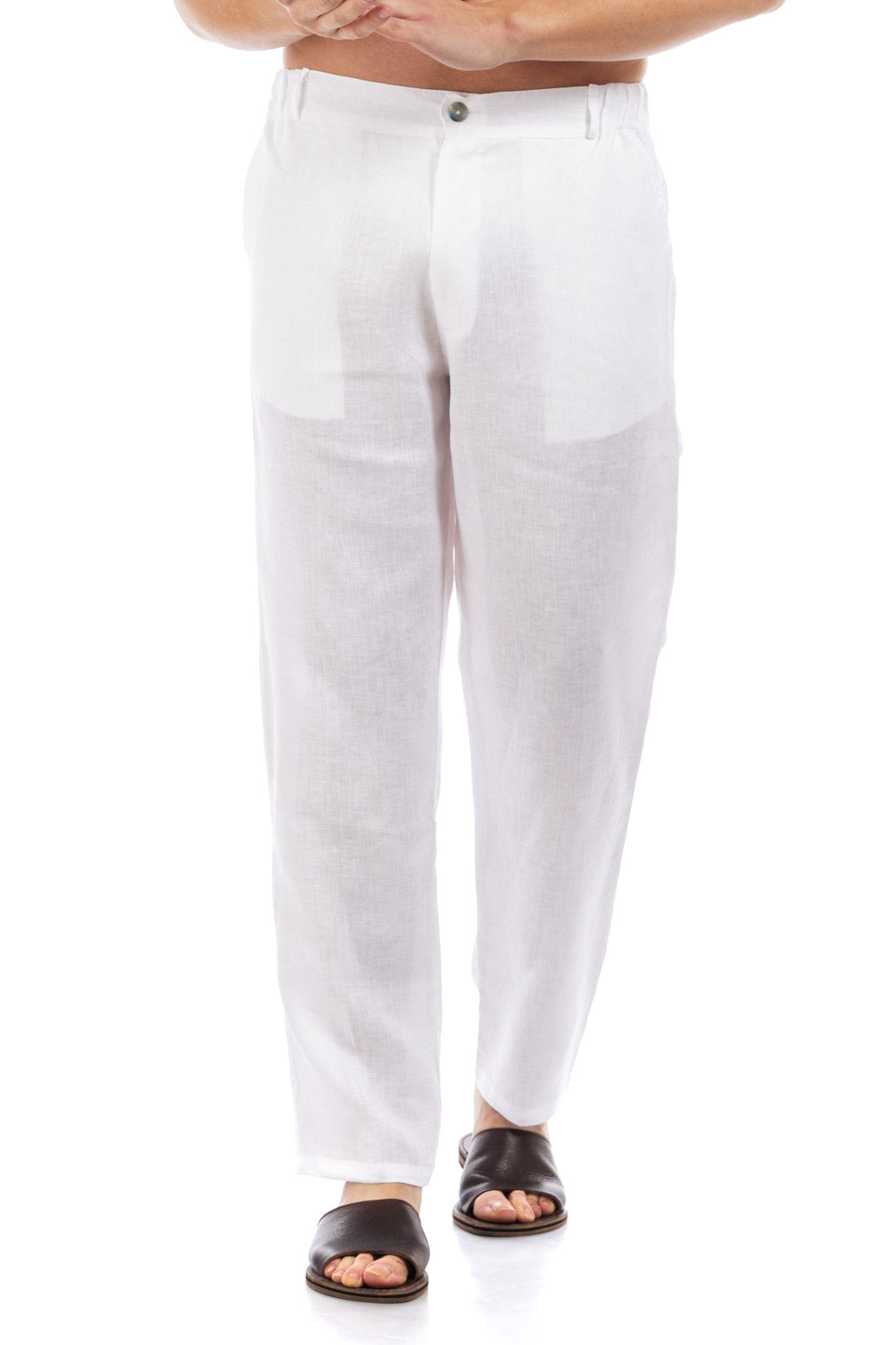 Pantaloni di lino tinta unita