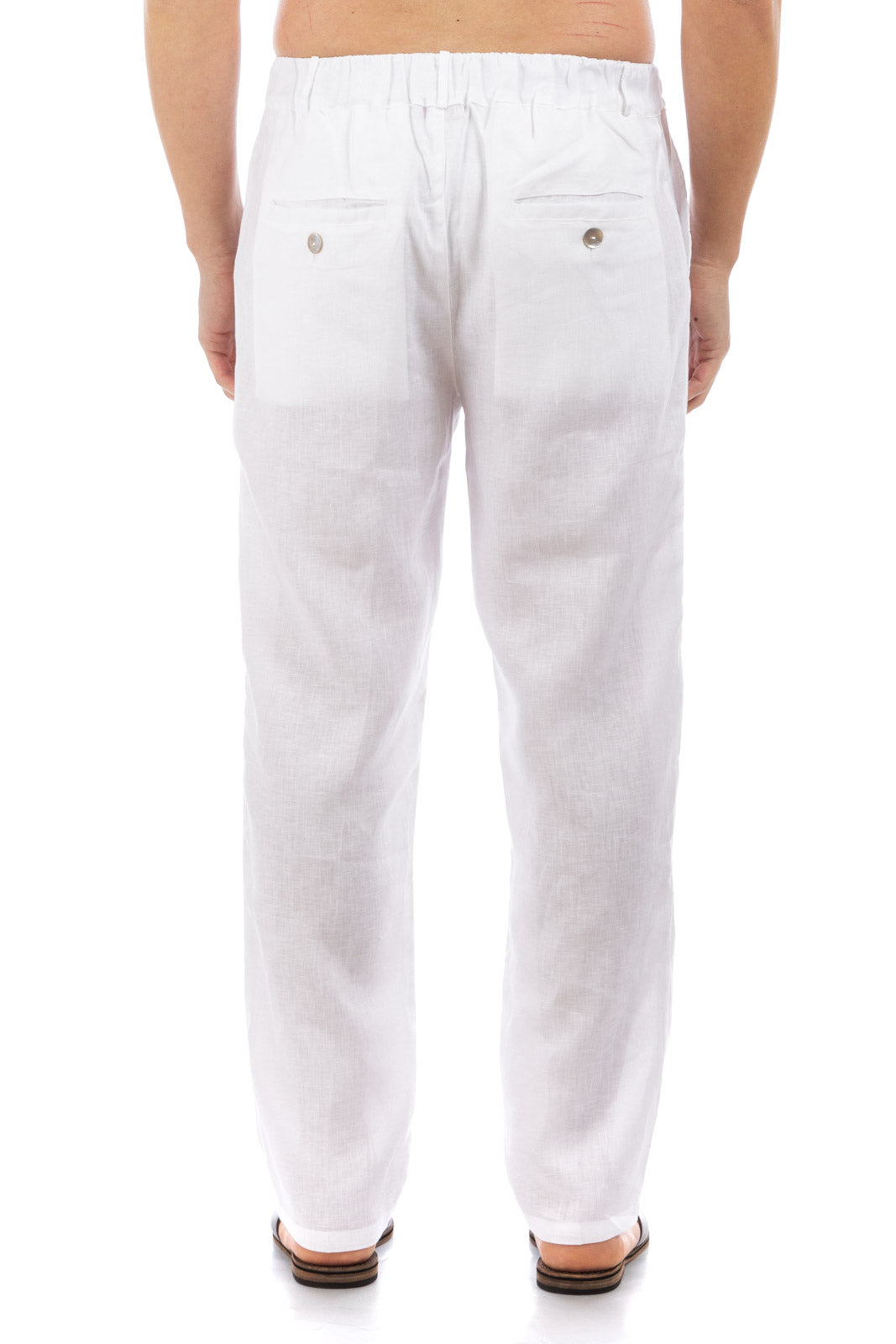 Pantaloni di lino tinta unita