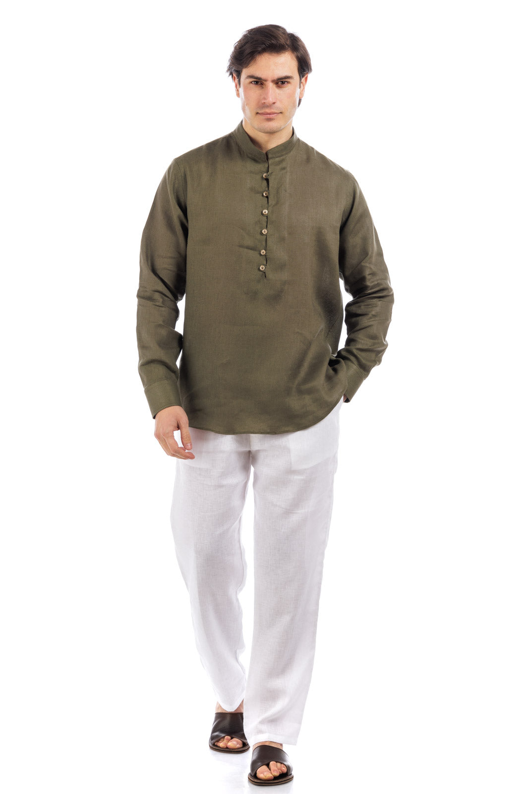 Half Split Button Linen Shirt