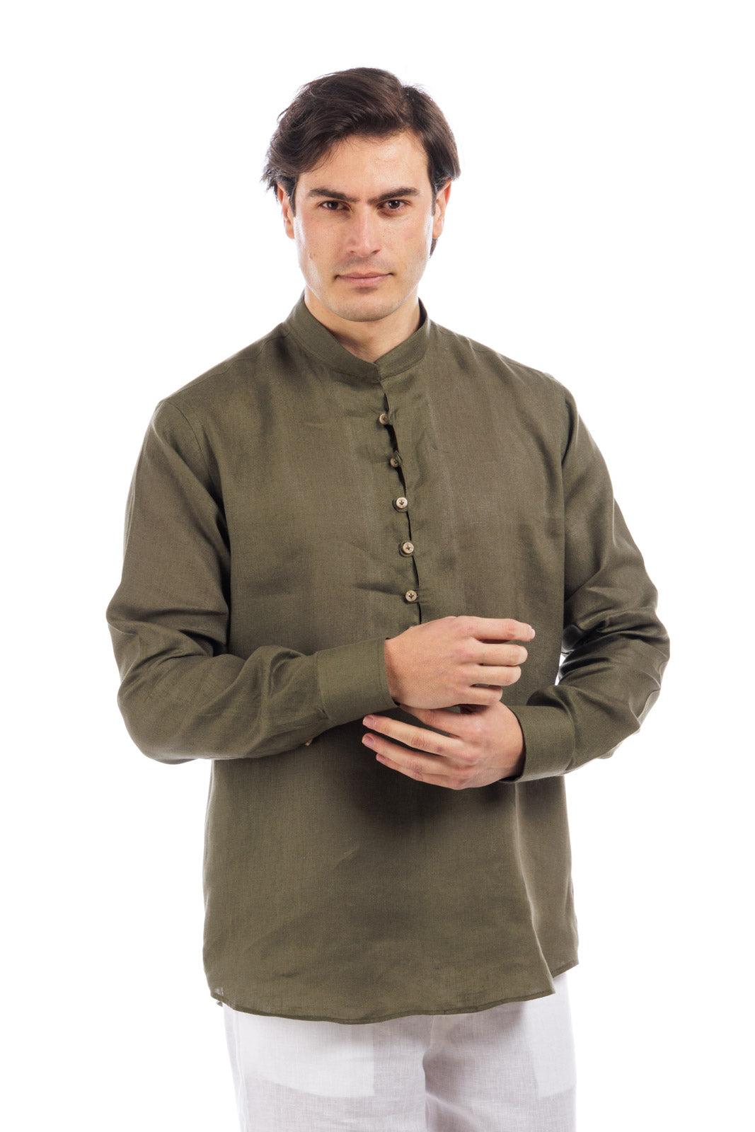 Half Split Button Linen Shirt