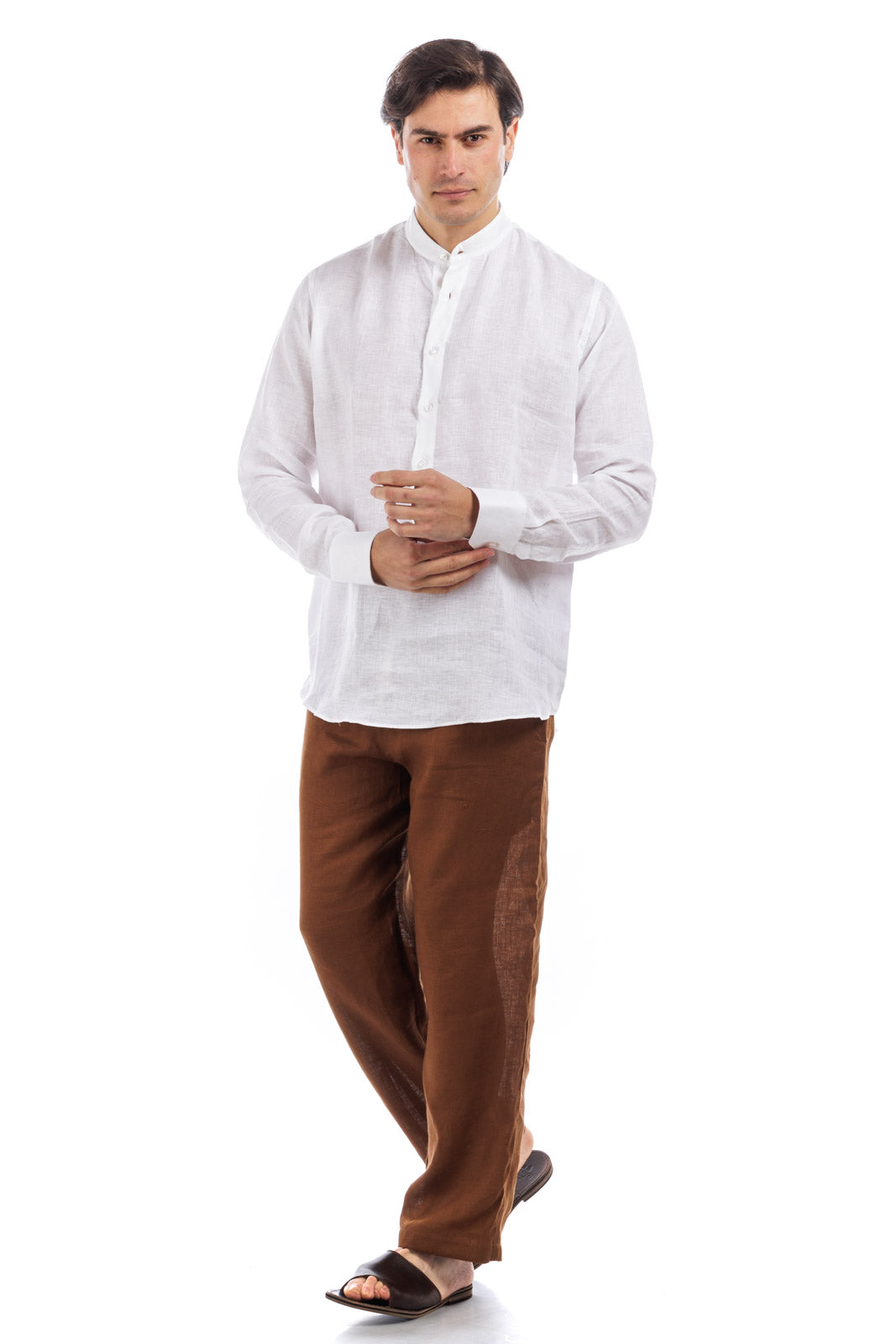 Half Split Button Linen Shirt